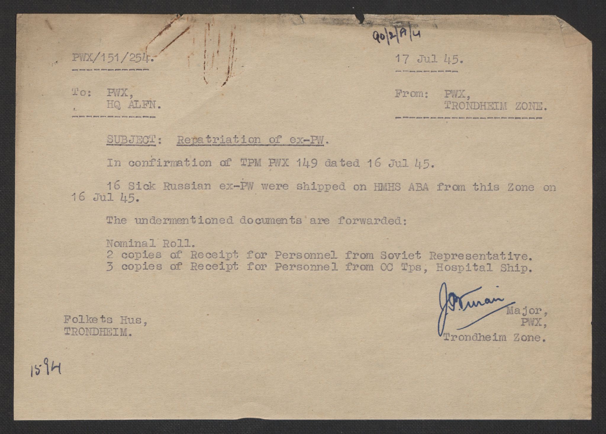 Flyktnings- og fangedirektoratet, Repatrieringskontoret, AV/RA-S-1681/D/Db/L0017: Displaced Persons (DPs) og sivile tyskere, 1945-1948, p. 88