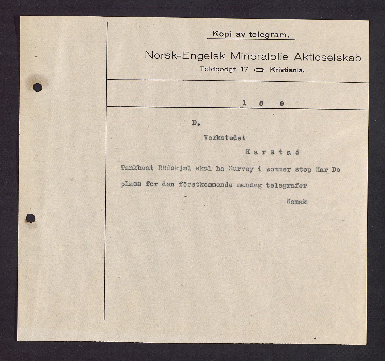 Pa 1521 - A/S Norske Shell, AV/SAST-A-101915/E/Ea/Eaa/L0003: Sjefskorrespondanse, 1918, p. 45