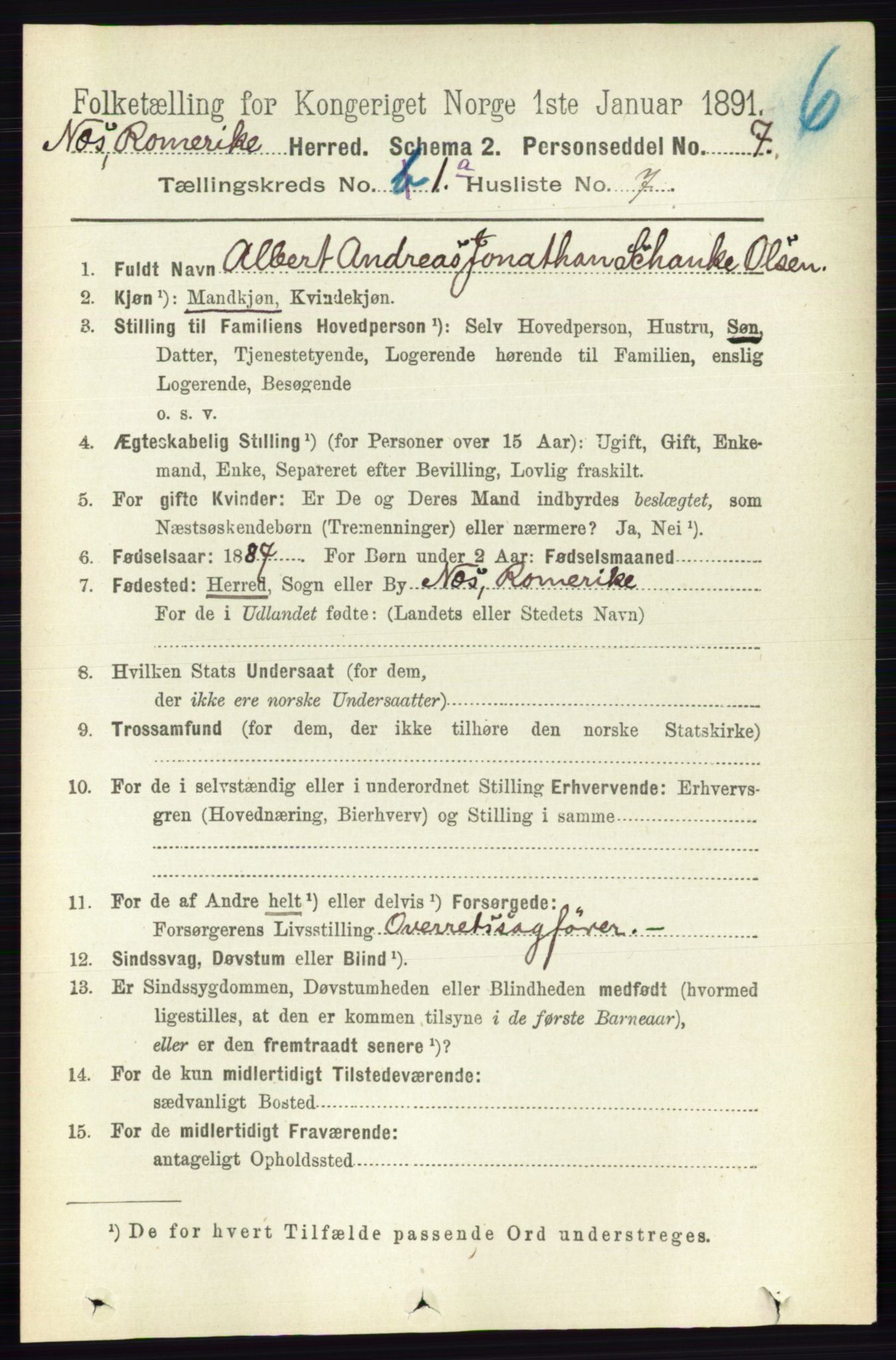 RA, 1891 census for 0236 Nes, 1891, p. 160