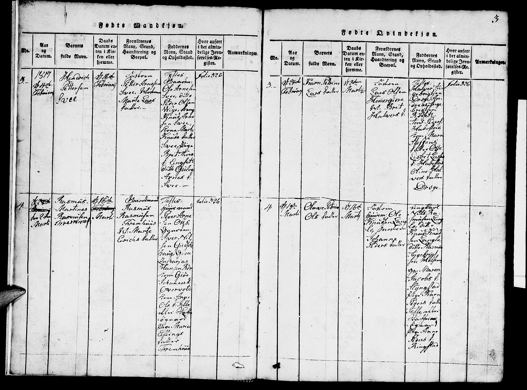 Ministerialprotokoller, klokkerbøker og fødselsregistre - Møre og Romsdal, AV/SAT-A-1454/520/L0289: Parish register (copy) no. 520C01, 1817-1837, p. 3