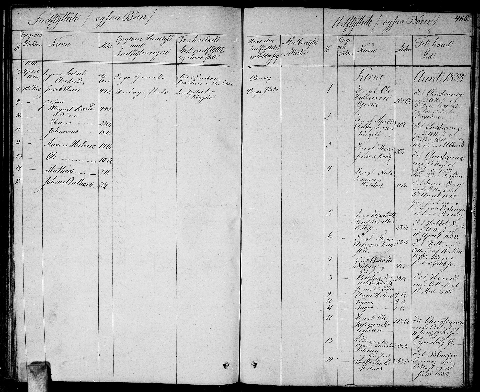 Enebakk prestekontor Kirkebøker, SAO/A-10171c/G/Ga/L0003: Parish register (copy) no. I 3, 1833-1849, p. 455
