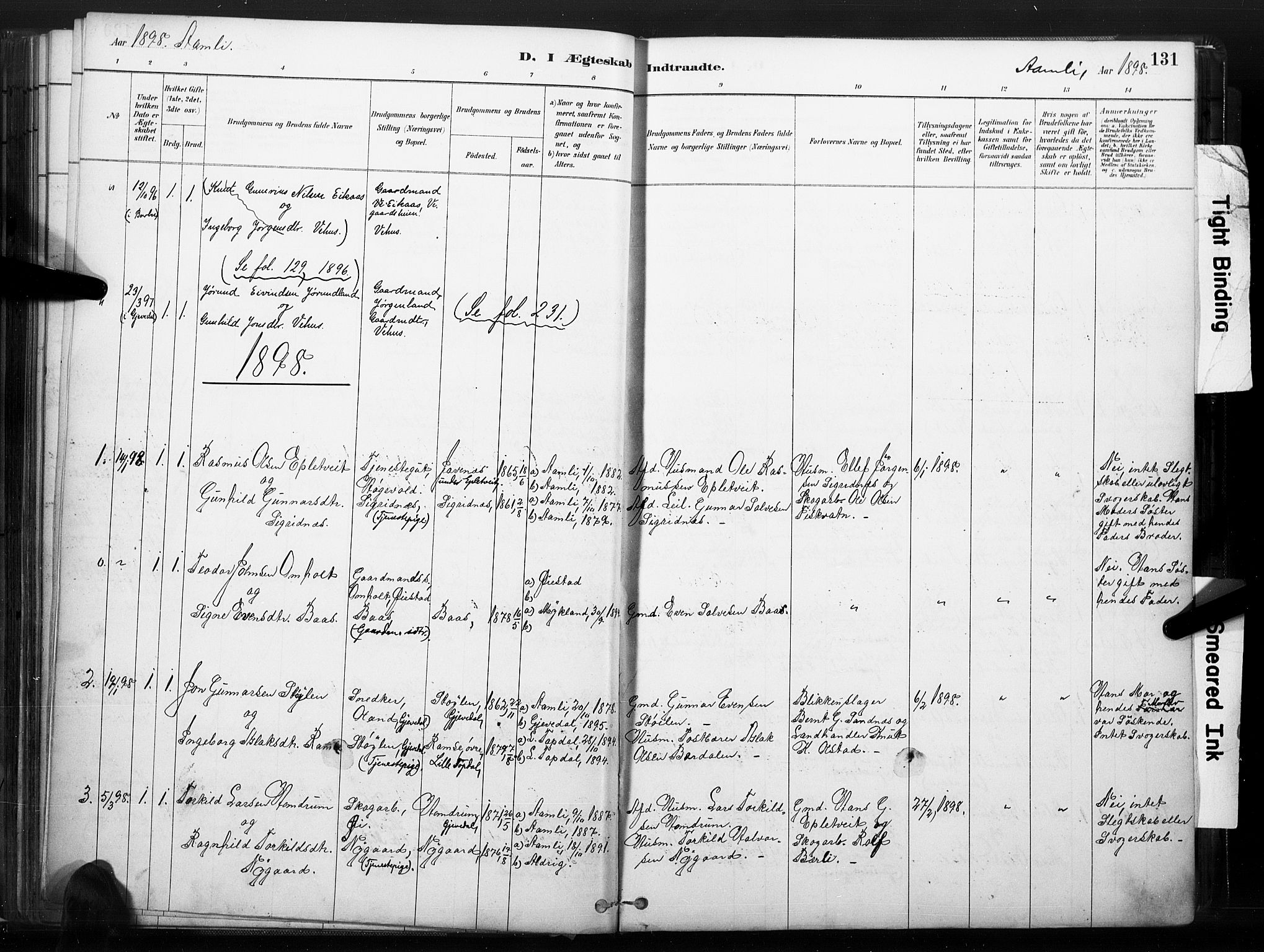 Åmli sokneprestkontor, SAK/1111-0050/F/Fa/Fac/L0010: Parish register (official) no. A 10 /1, 1885-1899, p. 131