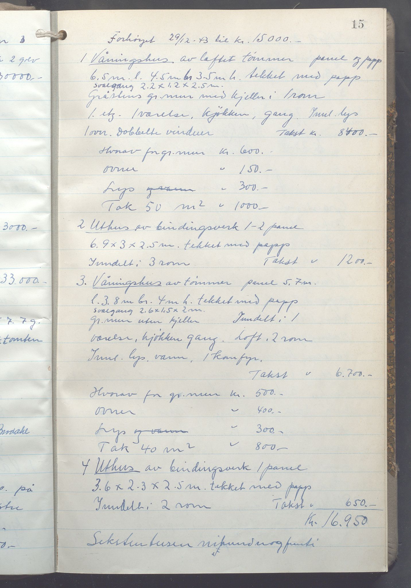 Lensmennene i Aker, OBA/A-10133/F/Fc/L0035: Branntakstprotokoll, 1943-1946, p. 15