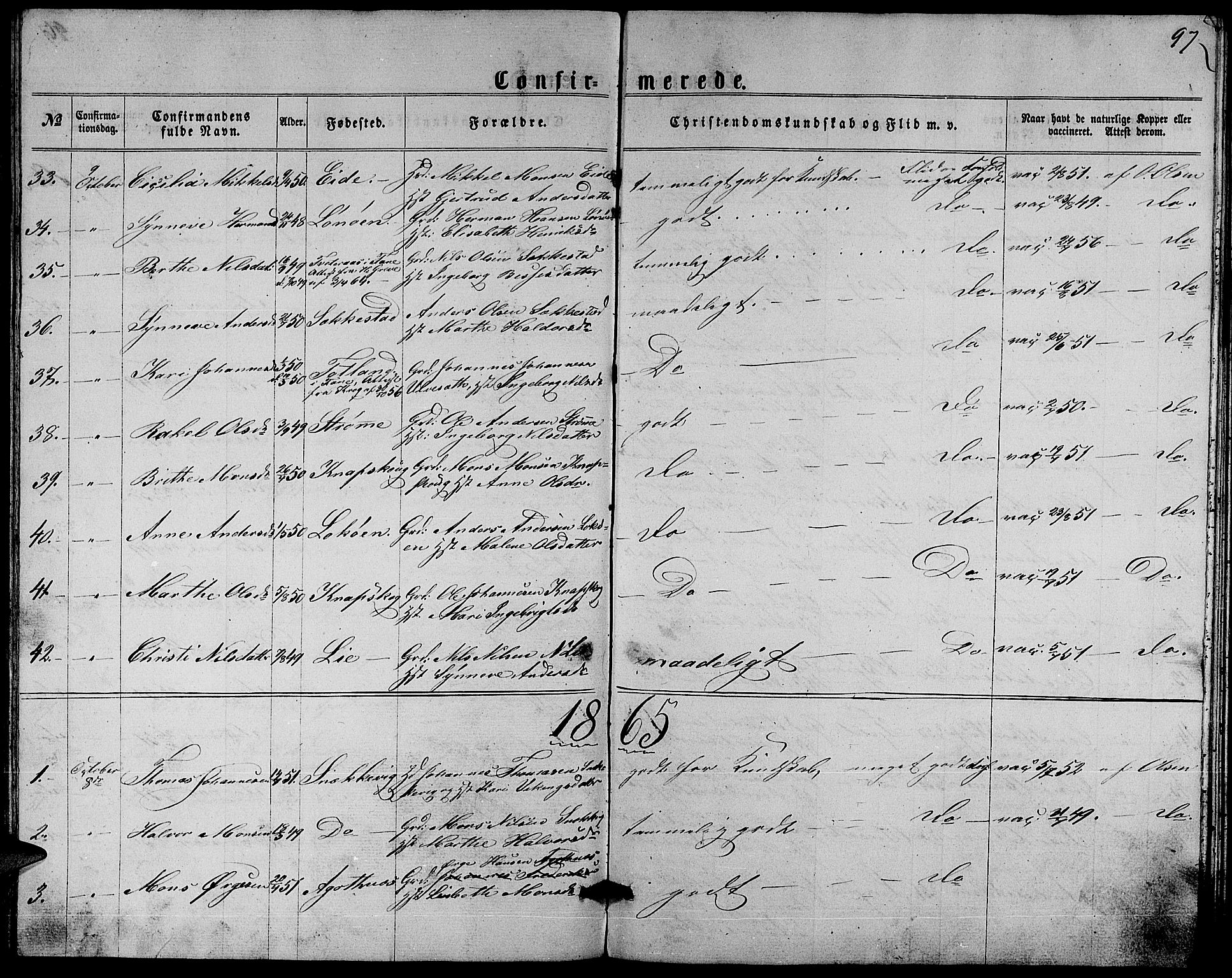 Fjell sokneprestembete, SAB/A-75301/H/Hab: Parish register (copy) no. A 1, 1861-1870, p. 97