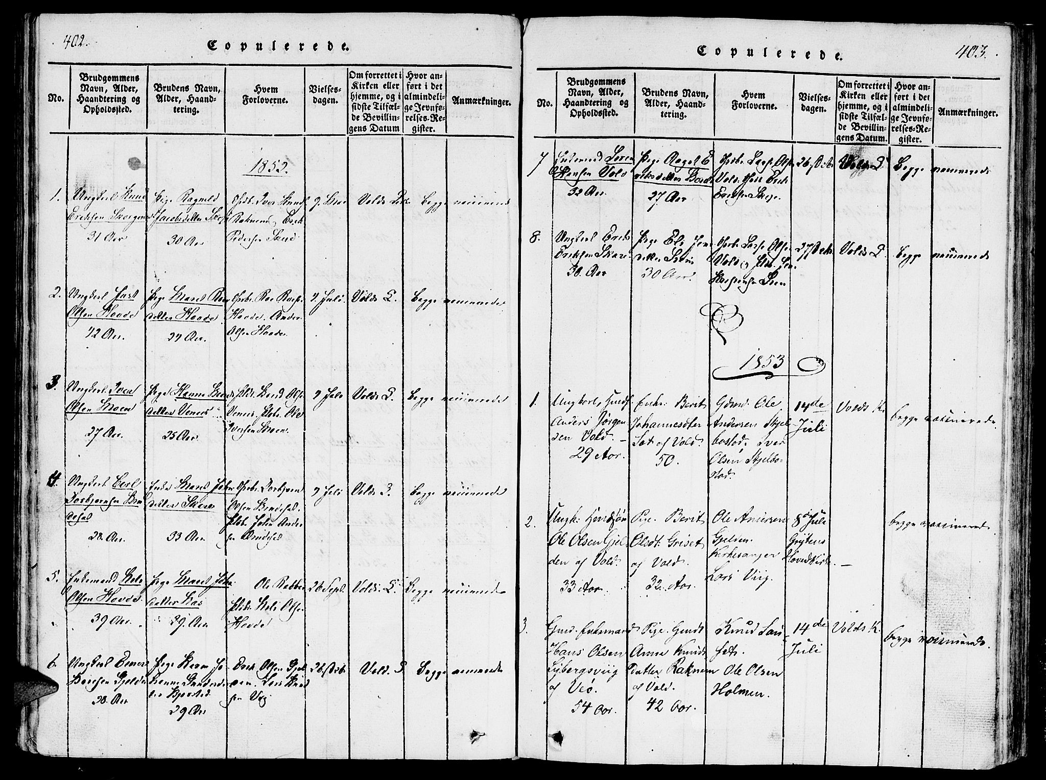 Ministerialprotokoller, klokkerbøker og fødselsregistre - Møre og Romsdal, SAT/A-1454/543/L0561: Parish register (official) no. 543A01, 1818-1853, p. 402-403