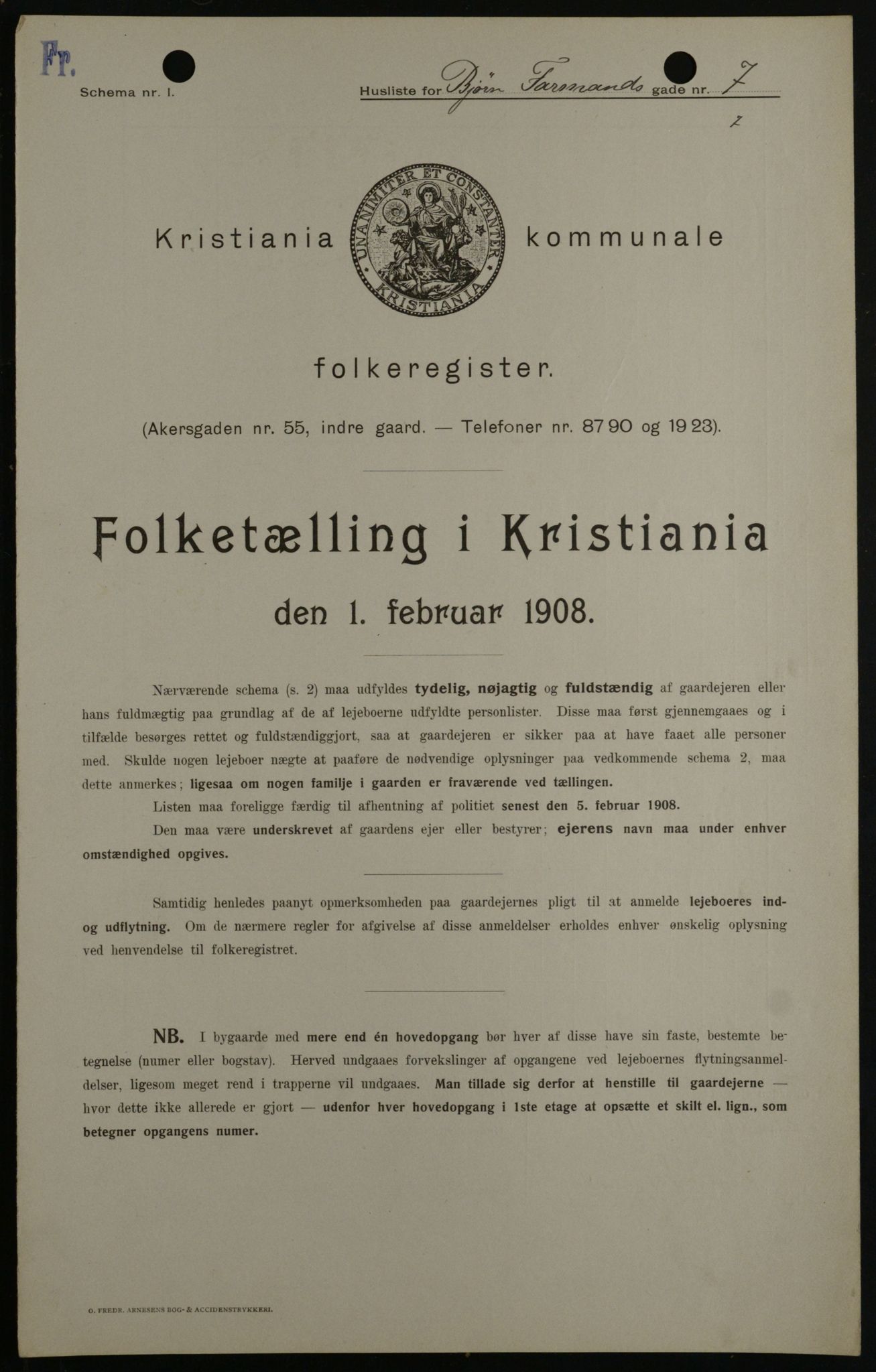 OBA, Municipal Census 1908 for Kristiania, 1908, p. 6470