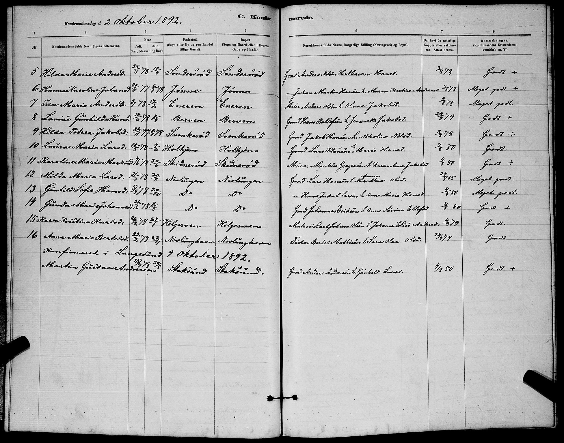 Brunlanes kirkebøker, AV/SAKO-A-342/G/Gb/L0002: Parish register (copy) no. II 2, 1878-1902