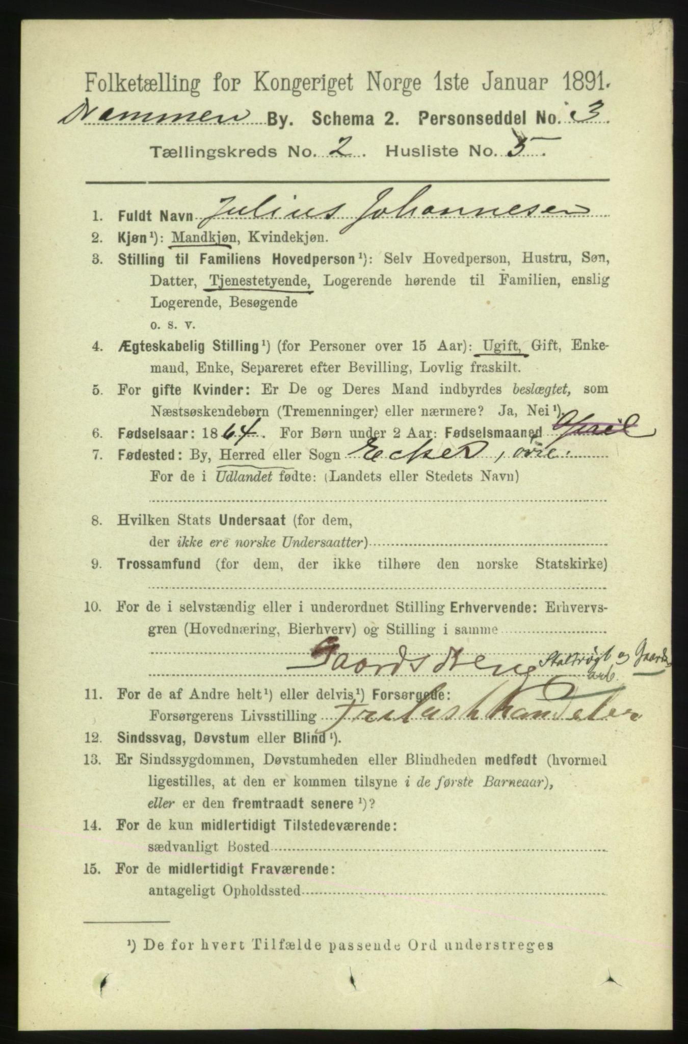 RA, 1891 census for 0602 Drammen, 1891, p. 4309