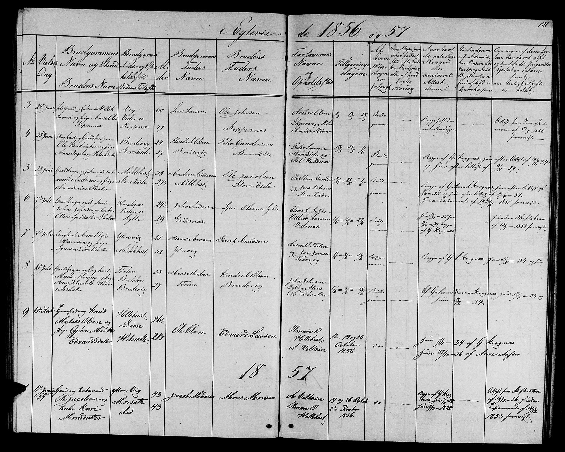 Ministerialprotokoller, klokkerbøker og fødselsregistre - Møre og Romsdal, AV/SAT-A-1454/501/L0015: Parish register (copy) no. 501C01, 1854-1867, p. 121