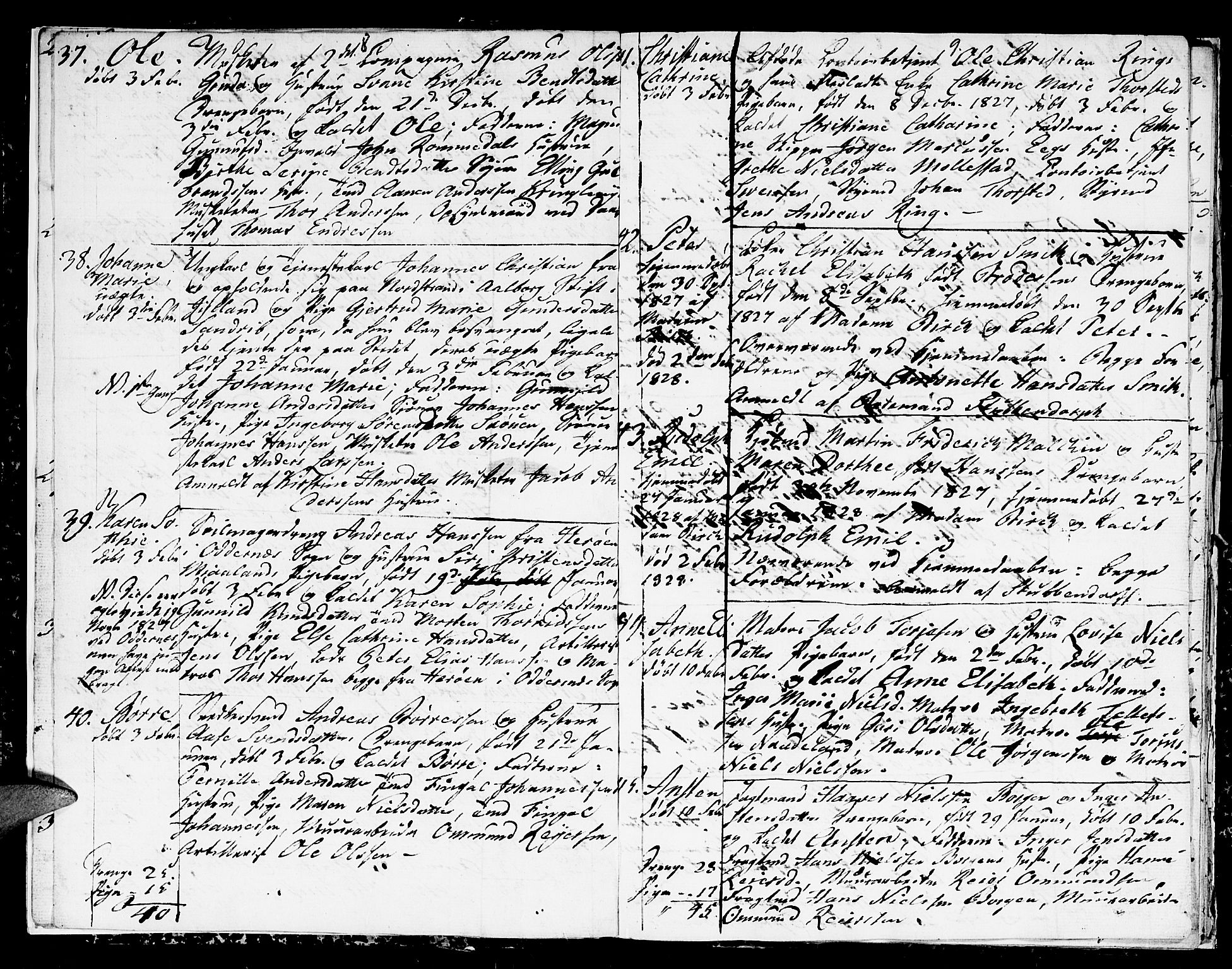 Kristiansand domprosti, SAK/1112-0006/F/Fb/L0005: Parish register (copy) no. B 5, 1827-1828, p. 8-9