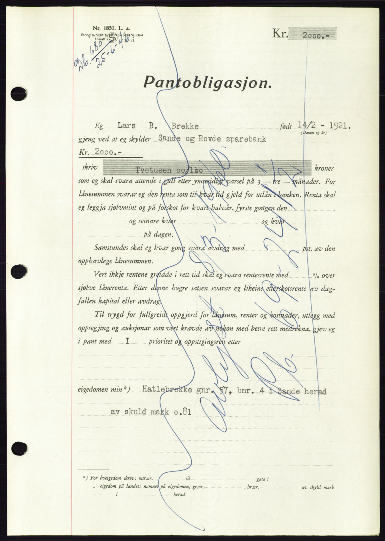 Søre Sunnmøre sorenskriveri, AV/SAT-A-4122/1/2/2C/L0114: Mortgage book no. 1-2B, 1943-1947, Diary no: : 680/1946