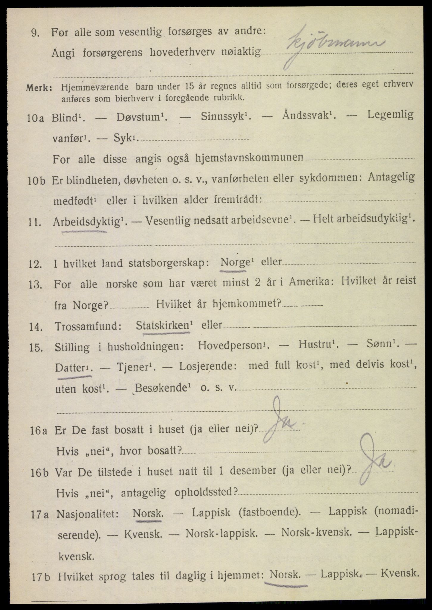 SAT, 1920 census for Stamnes, 1920, p. 1469