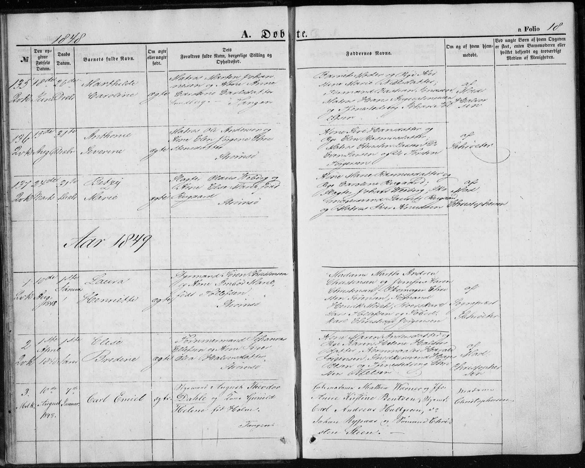 Strømsø kirkebøker, AV/SAKO-A-246/F/Fa/L0014: Parish register (official) no. I 14, 1848-1858, p. 18