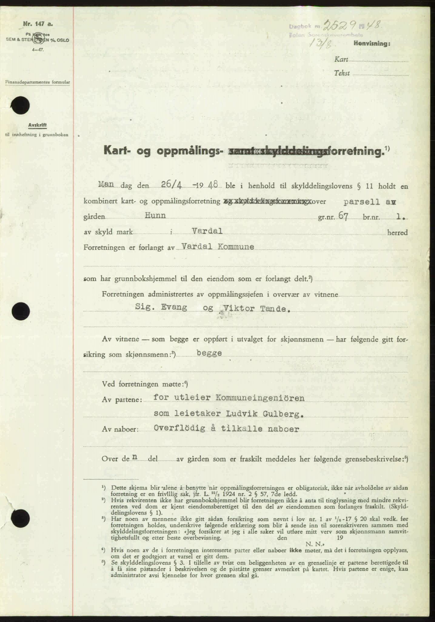 Toten tingrett, SAH/TING-006/H/Hb/Hbc/L0020: Mortgage book no. Hbc-20, 1948-1948, Diary no: : 2529/1948