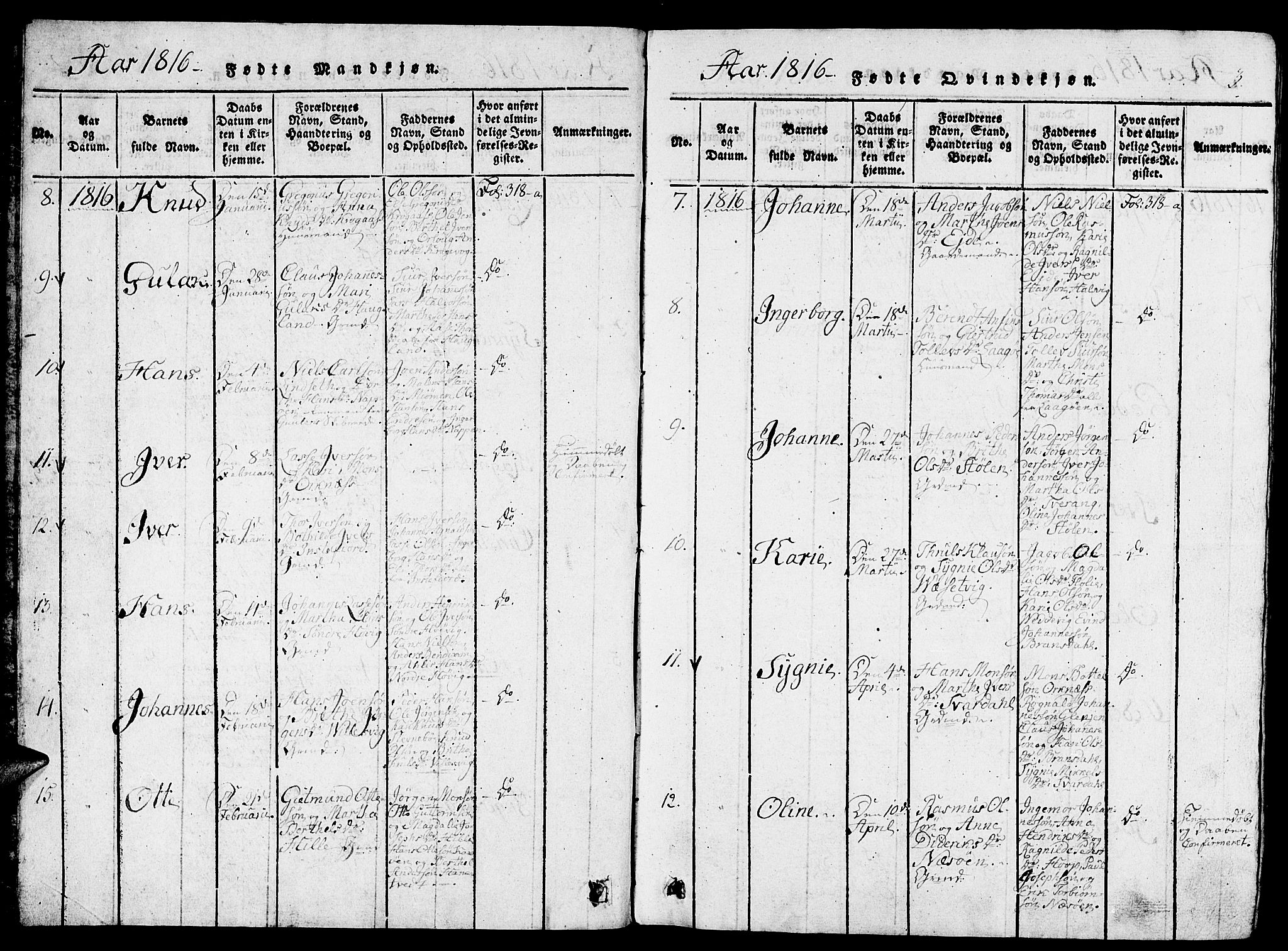 Gulen sokneprestembete, AV/SAB-A-80201/H/Haa/Haaa/L0018: Parish register (official) no. A 18, 1816-1825, p. 3