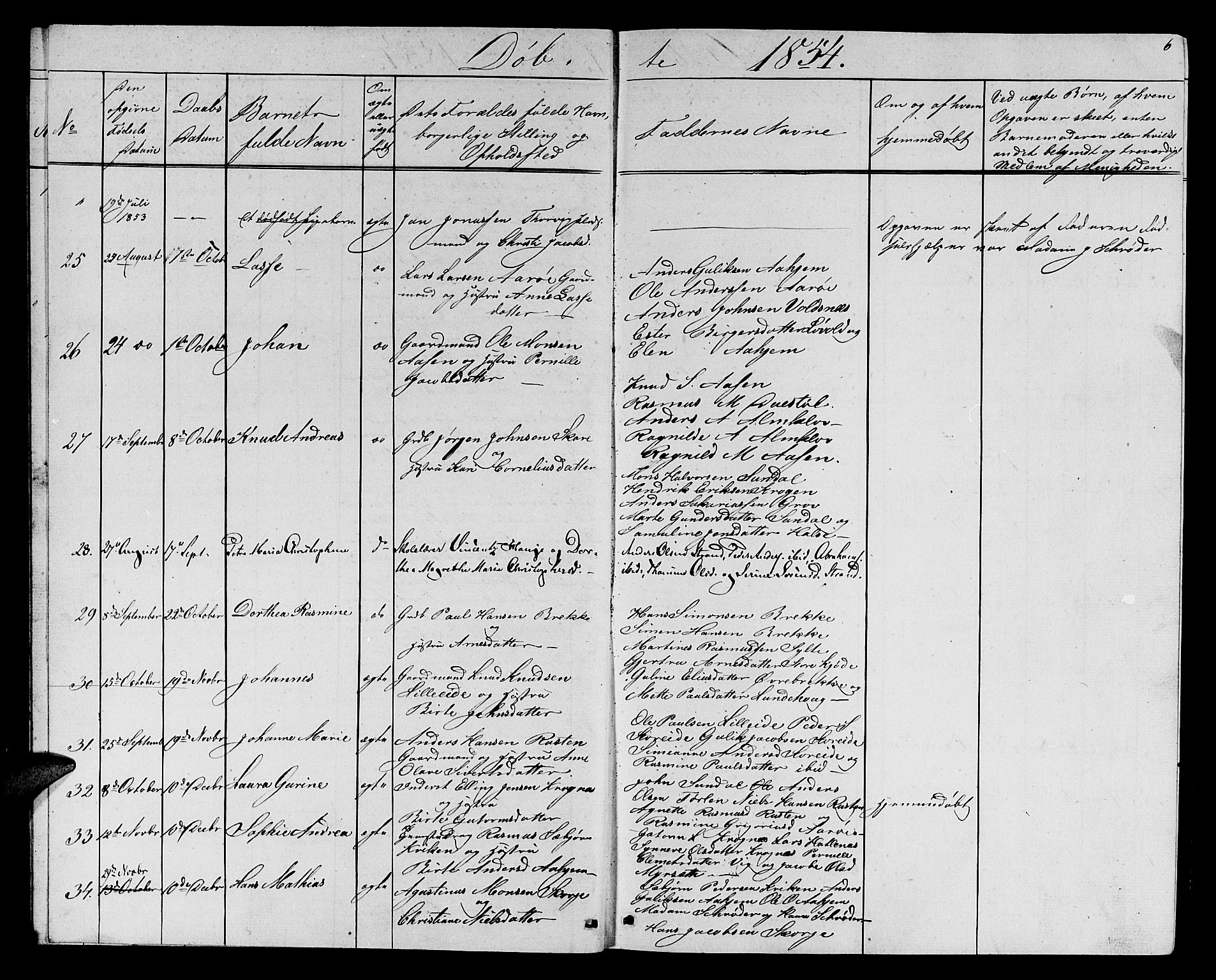 Ministerialprotokoller, klokkerbøker og fødselsregistre - Møre og Romsdal, AV/SAT-A-1454/501/L0015: Parish register (copy) no. 501C01, 1854-1867, p. 6