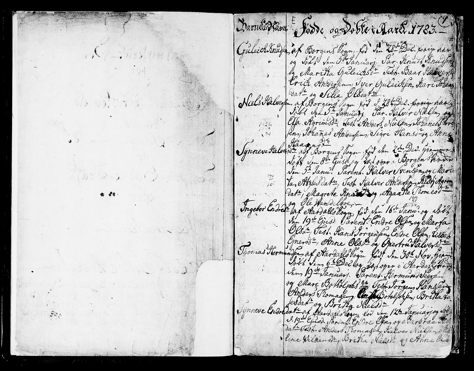 Lærdal sokneprestembete, SAB/A-81201: Parish register (official) no. A 3, 1783-1804, p. 1