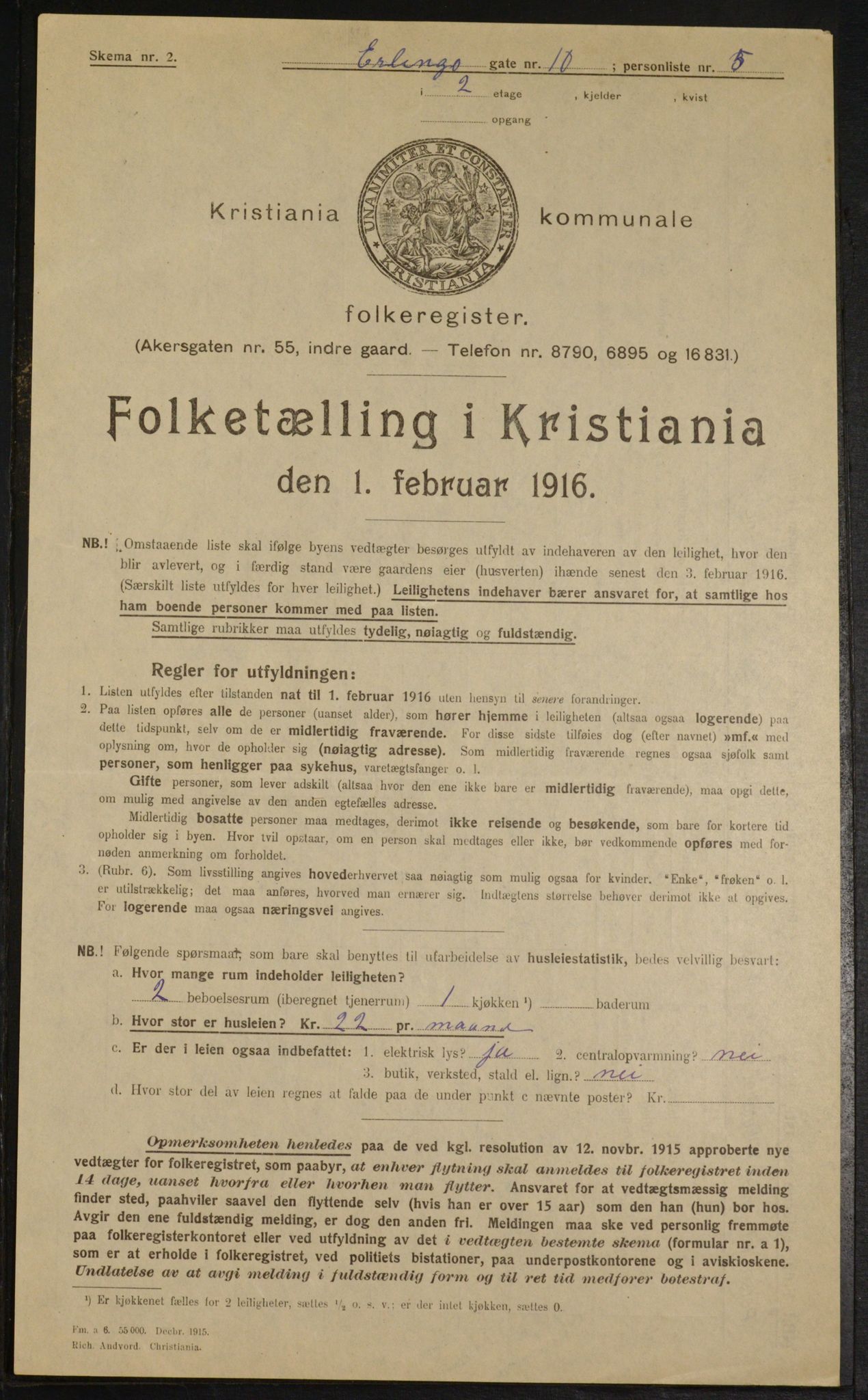 OBA, Municipal Census 1916 for Kristiania, 1916, p. 22393