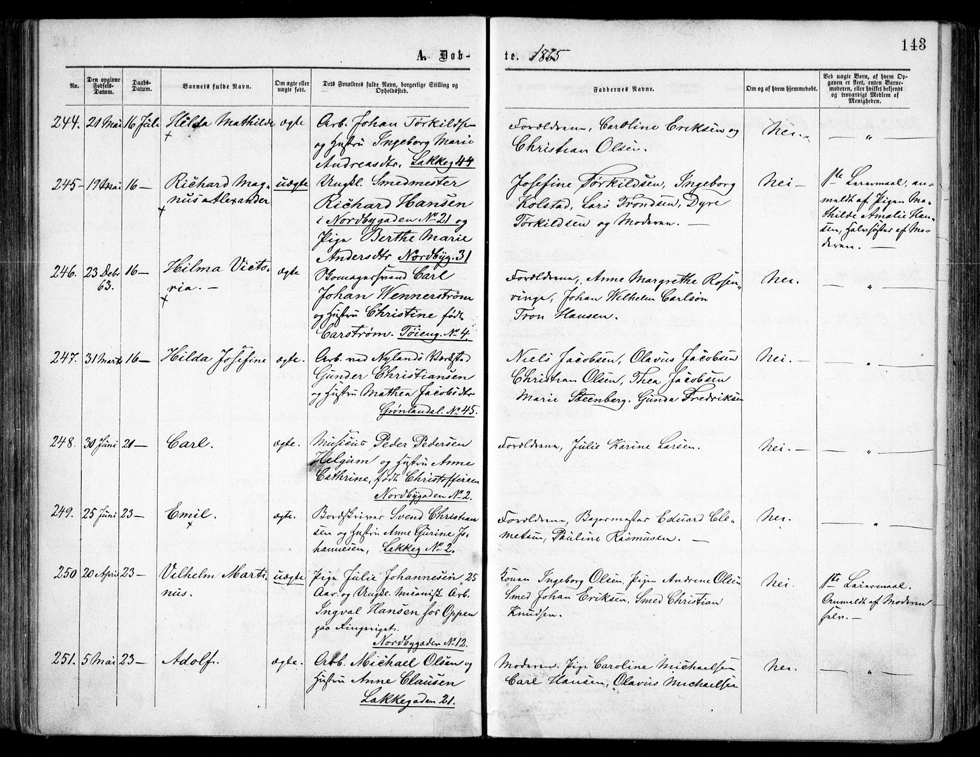 Grønland prestekontor Kirkebøker, AV/SAO-A-10848/F/Fa/L0002: Parish register (official) no. 2, 1862-1868, p. 143