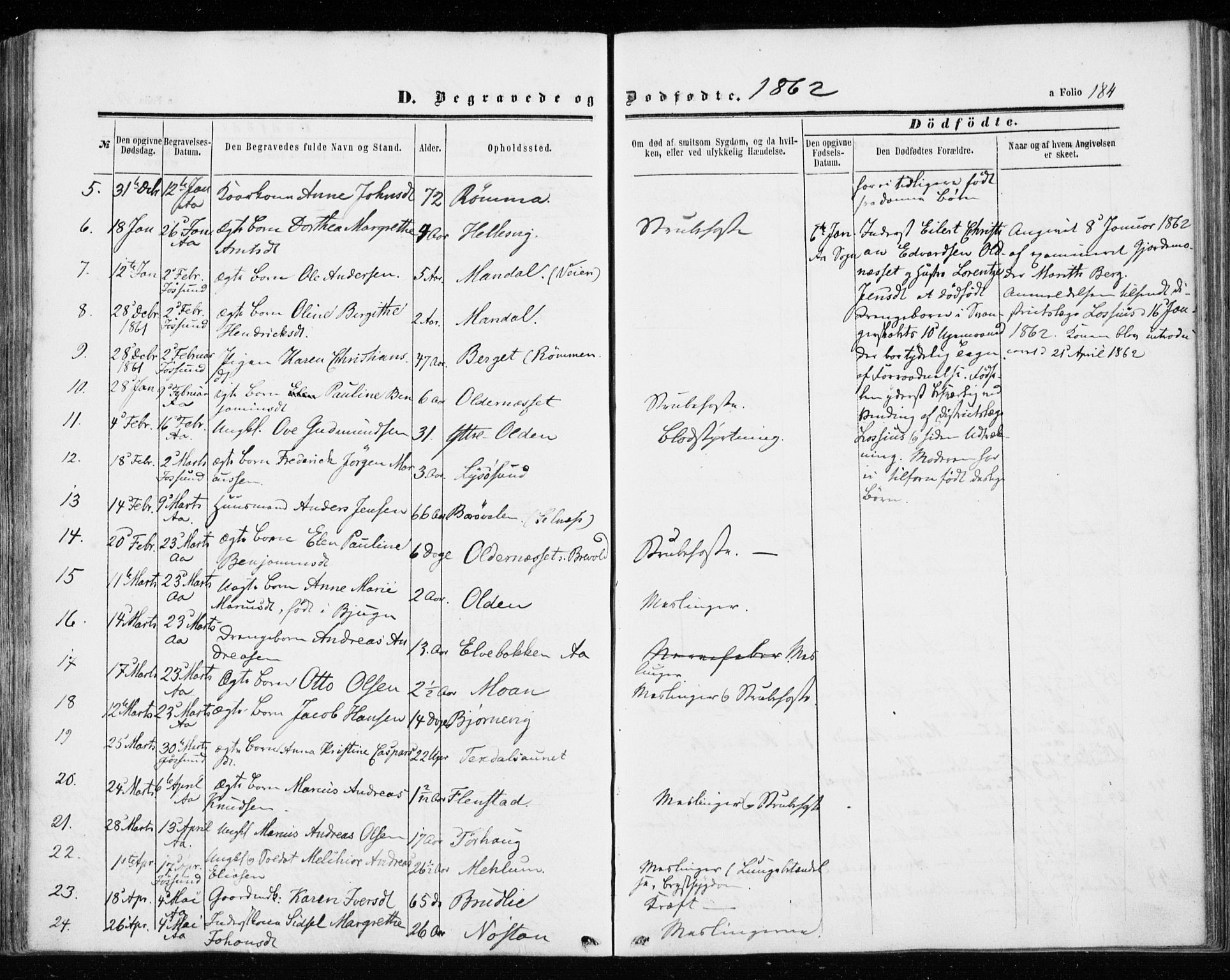 Ministerialprotokoller, klokkerbøker og fødselsregistre - Sør-Trøndelag, SAT/A-1456/655/L0678: Parish register (official) no. 655A07, 1861-1873, p. 184
