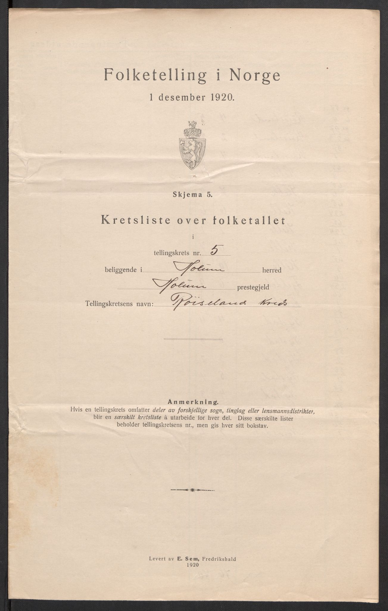 SAK, 1920 census for Holum, 1920, p. 25