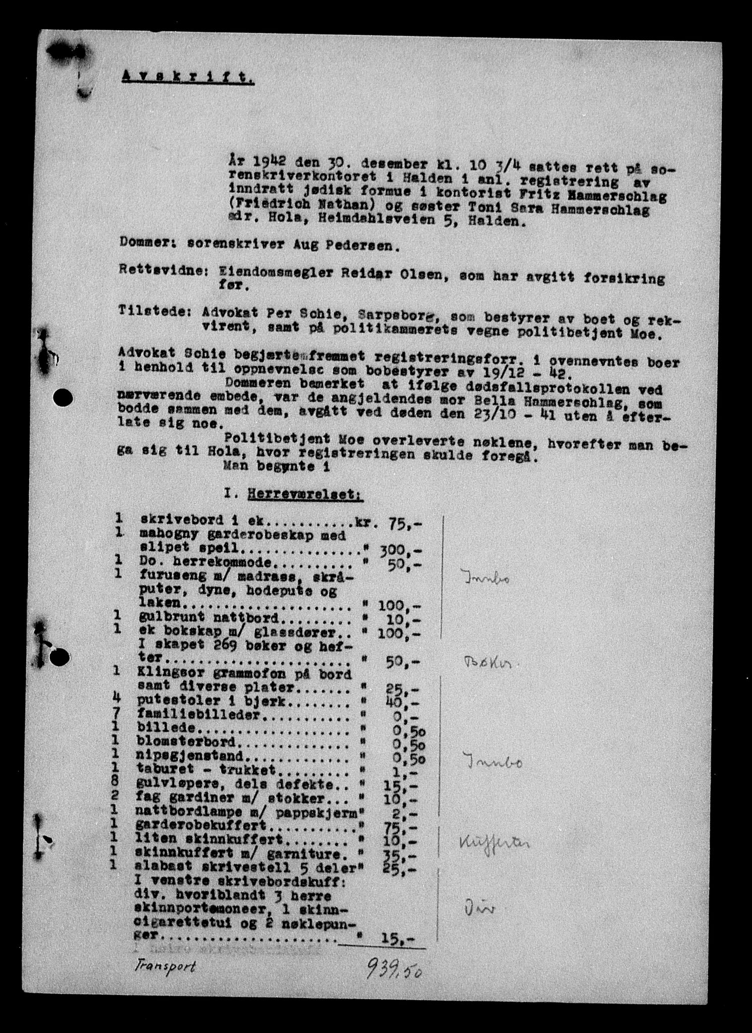 Justisdepartementet, Tilbakeføringskontoret for inndratte formuer, AV/RA-S-1564/H/Hc/Hcd/L0998: --, 1945-1947, p. 100