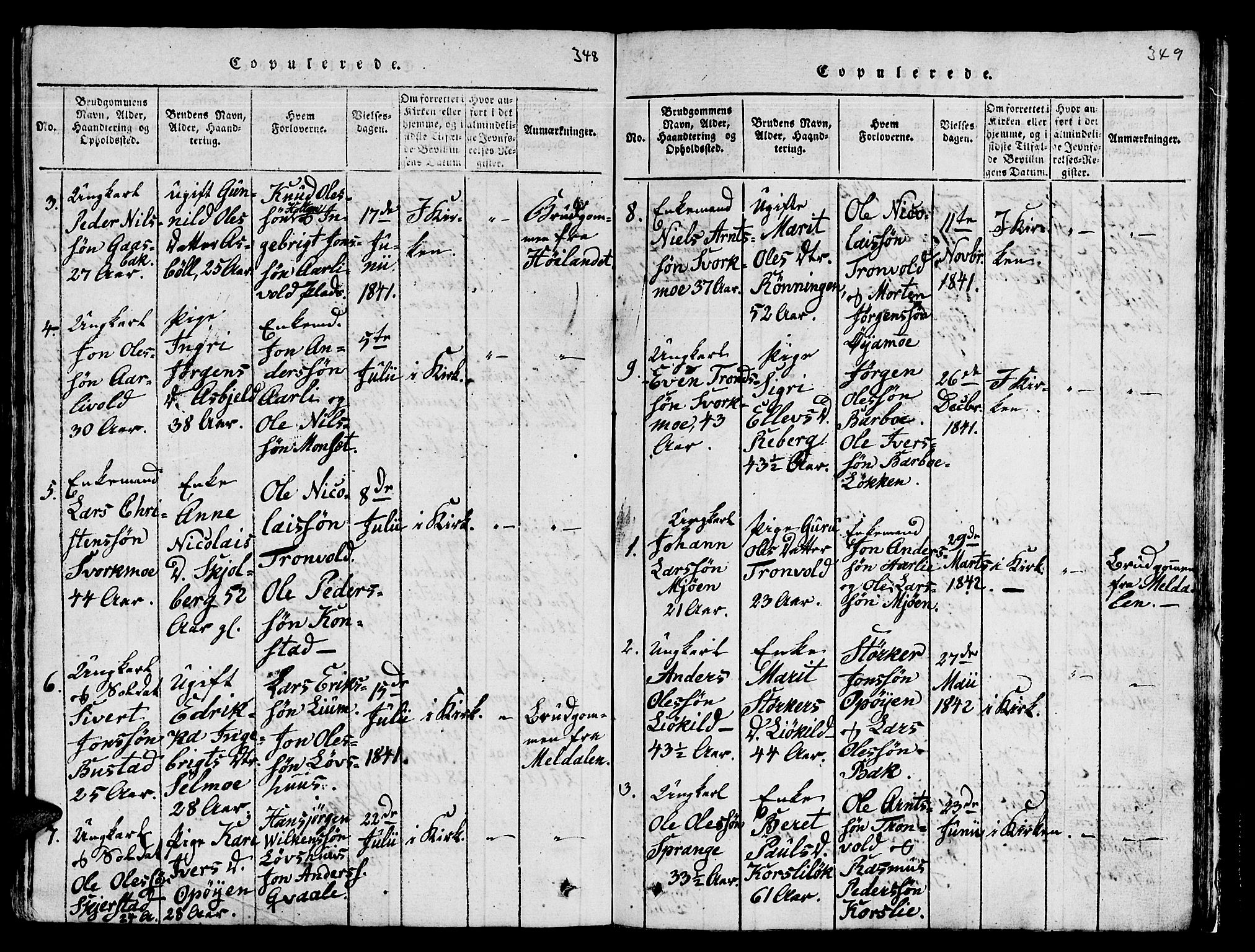 Ministerialprotokoller, klokkerbøker og fødselsregistre - Sør-Trøndelag, SAT/A-1456/671/L0842: Parish register (copy) no. 671C01, 1816-1867, p. 348-349