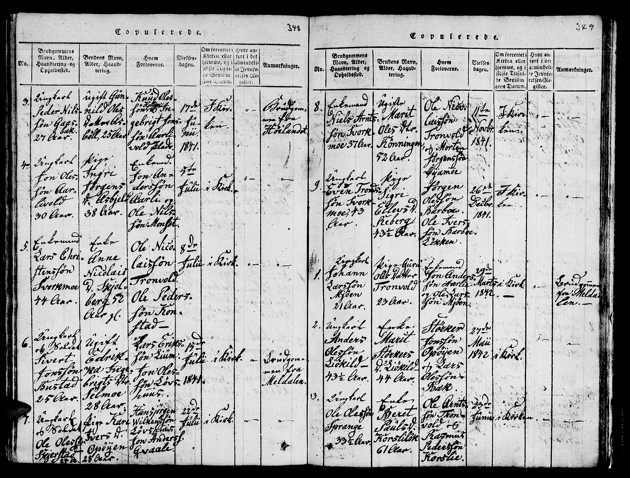 Ministerialprotokoller, klokkerbøker og fødselsregistre - Sør-Trøndelag, AV/SAT-A-1456/671/L0842: Parish register (copy) no. 671C01, 1816-1867, p. 348-349