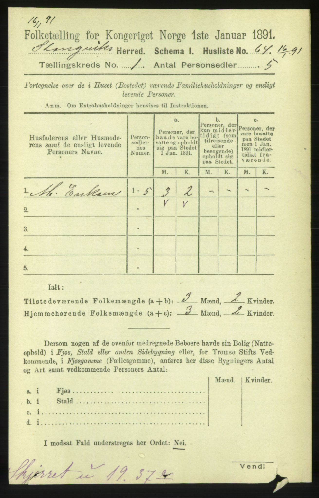 RA, 1891 census for 1564 Stangvik, 1891, p. 90