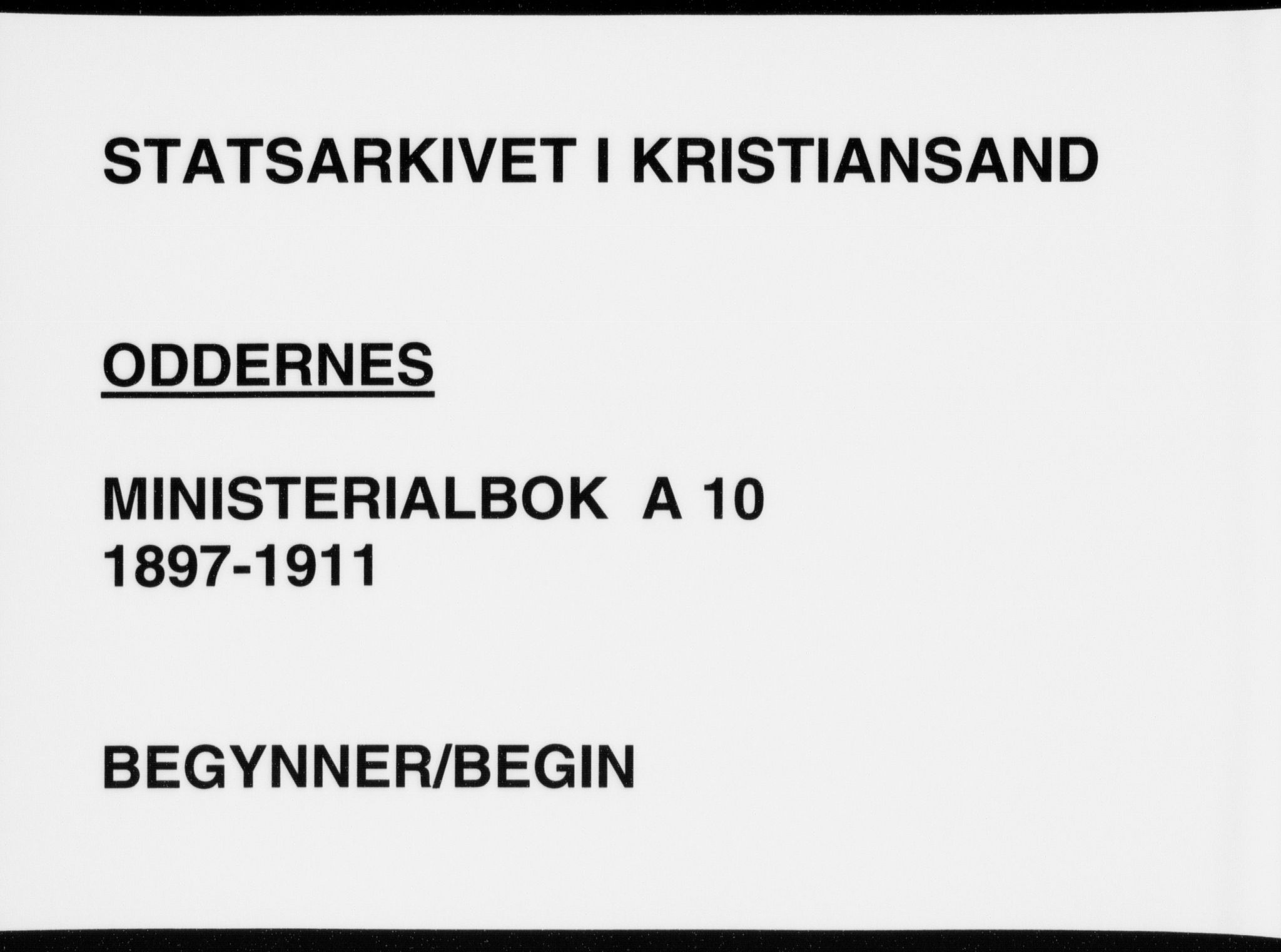 Oddernes sokneprestkontor, SAK/1111-0033/F/Fa/Faa/L0010: Parish register (official) no. A 10, 1897-1911