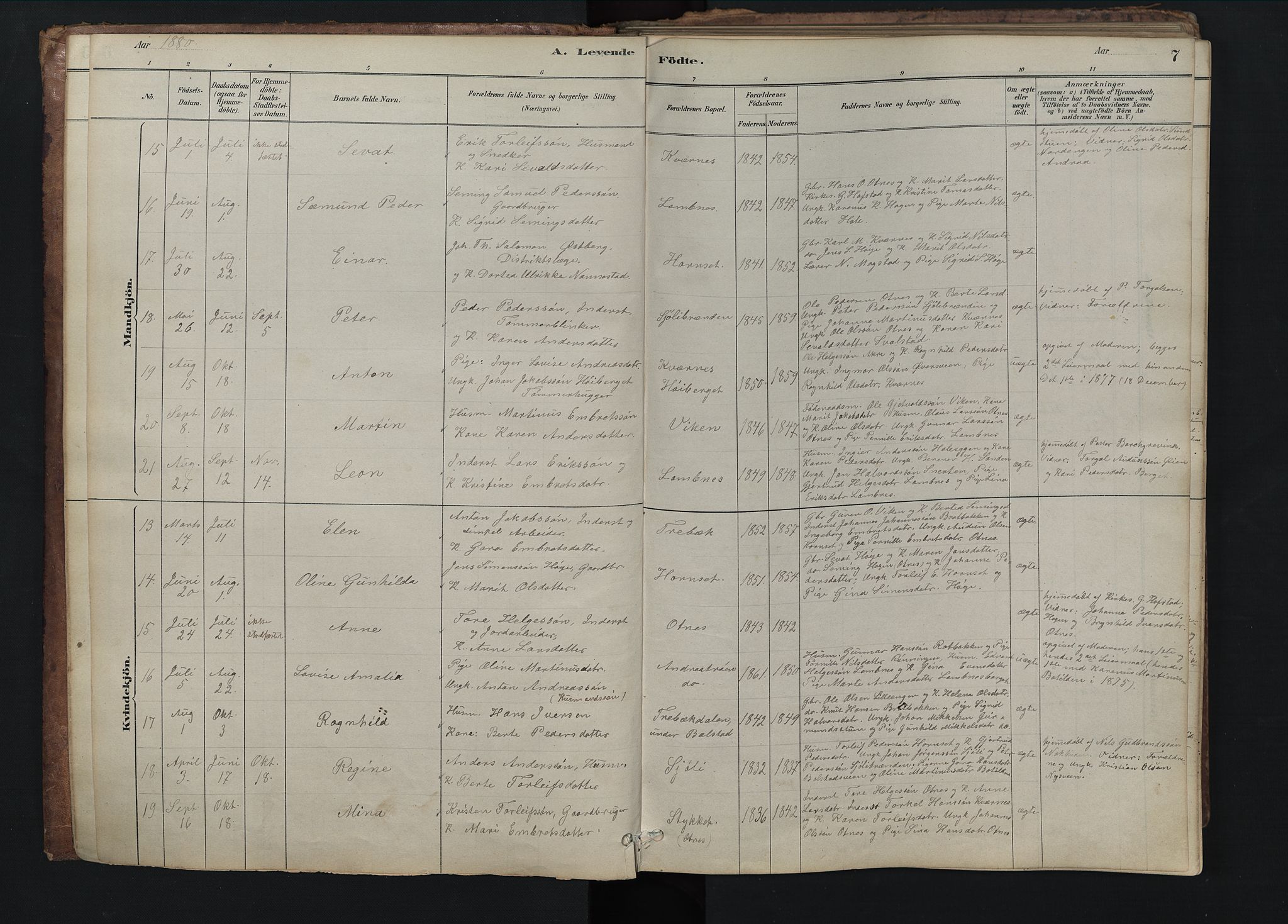 Rendalen prestekontor, SAH/PREST-054/H/Ha/Hab/L0009: Parish register (copy) no. 9, 1879-1902, p. 7