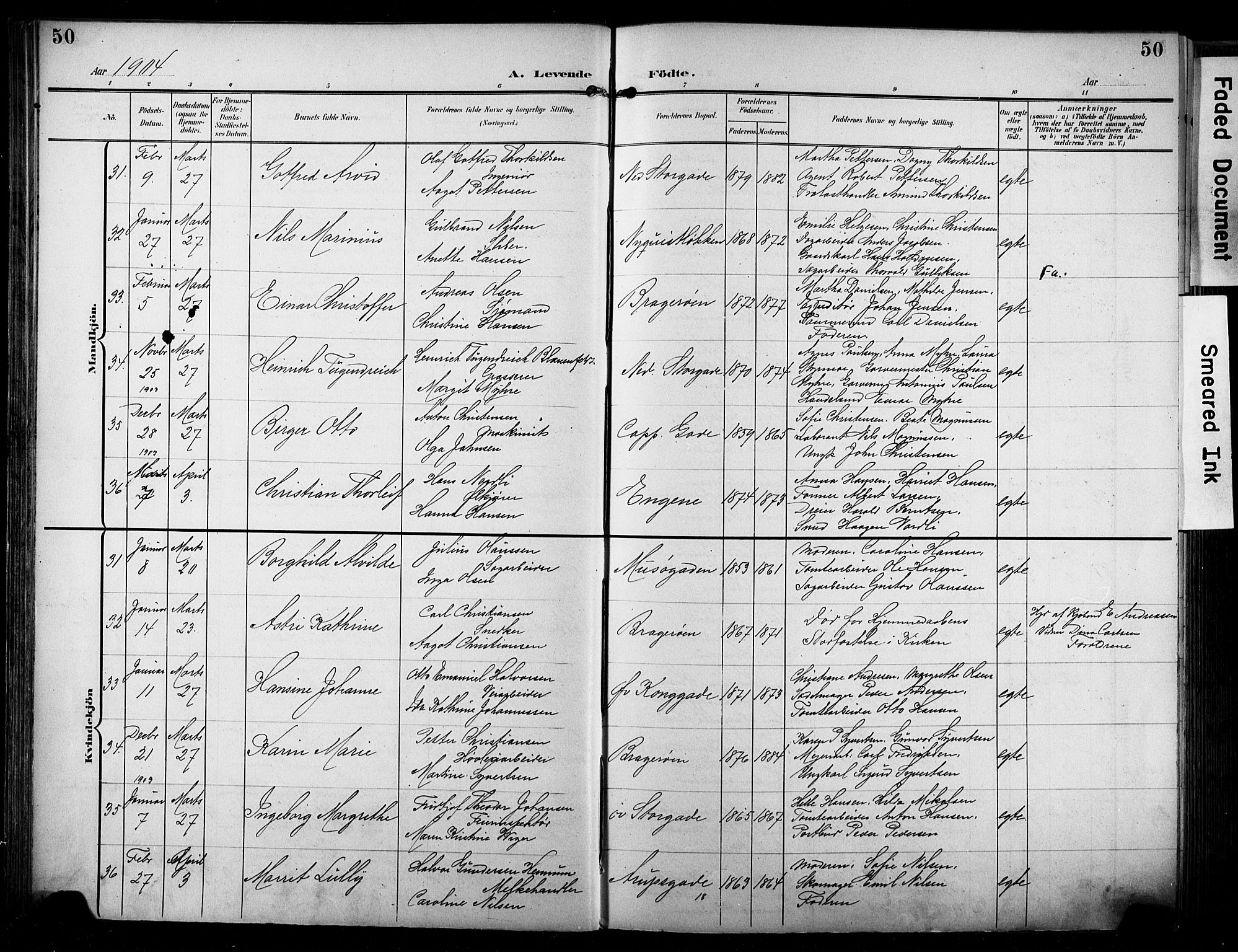 Bragernes kirkebøker, AV/SAKO-A-6/F/Fb/L0009: Parish register (official) no. II 9, 1902-1911, p. 50