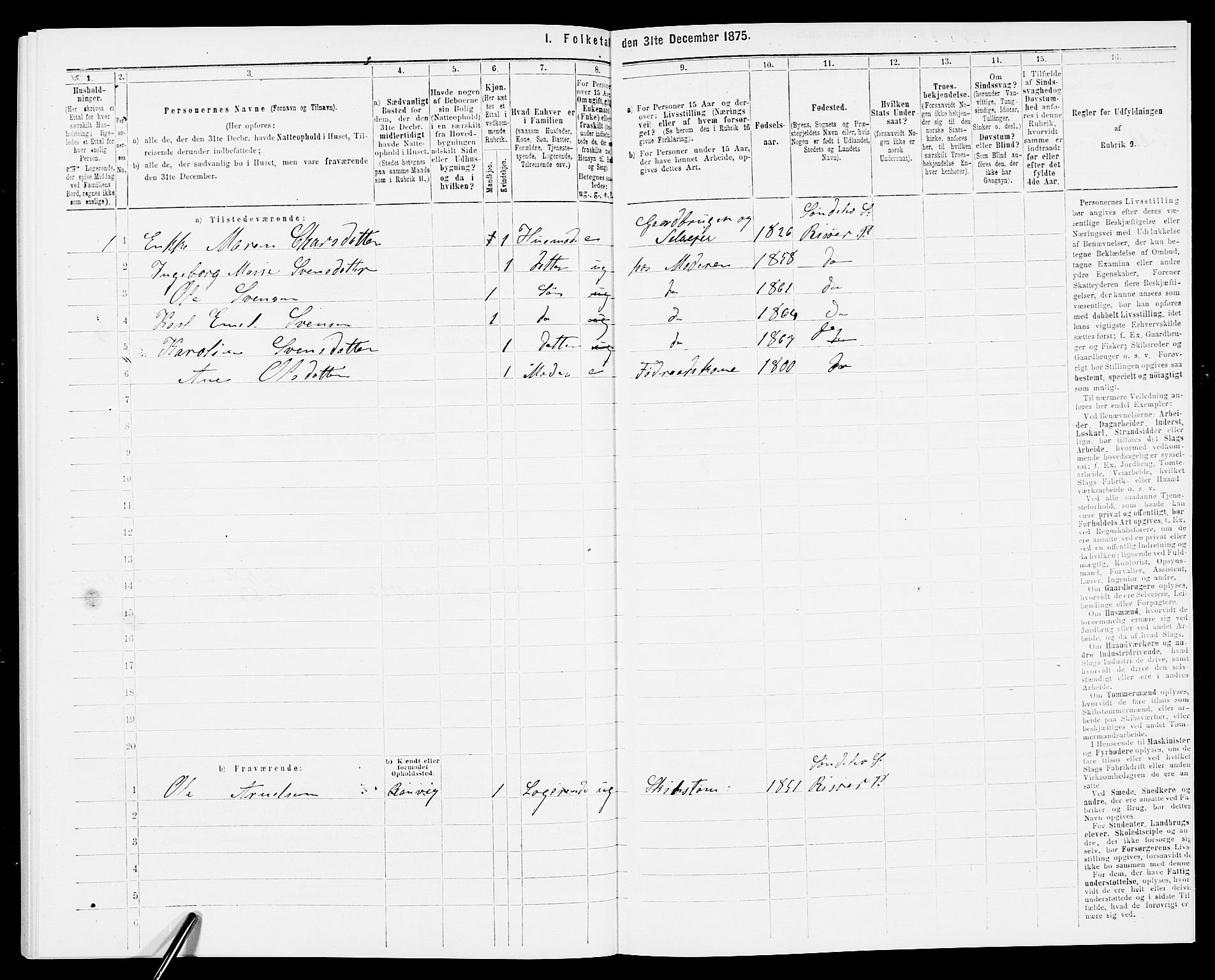 SAK, 1875 census for 0913L Risør/Søndeled, 1875, p. 782