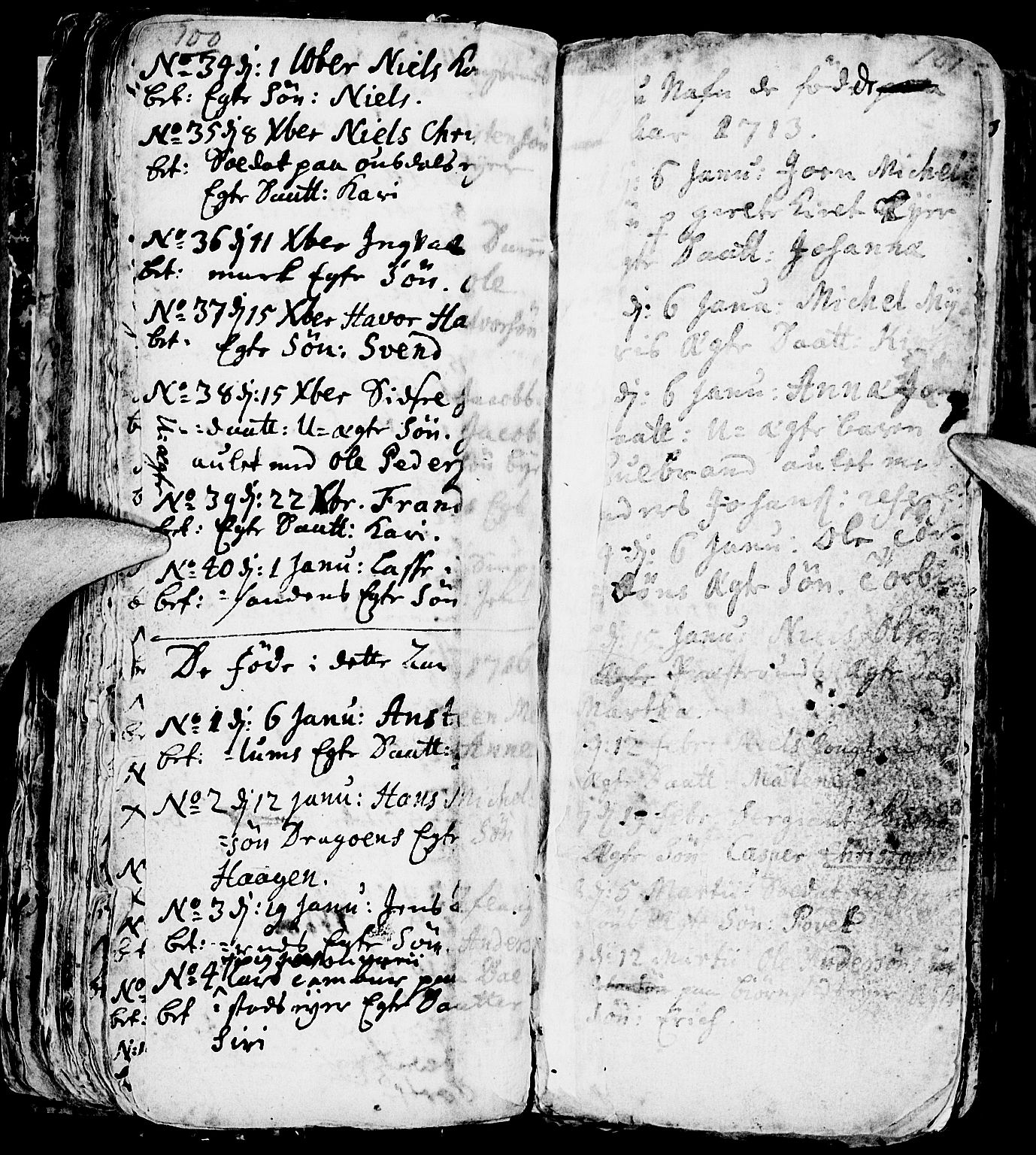 Nes prestekontor, Hedmark, AV/SAH-PREST-020/L/La/L0001: Parish register (copy) no. 1, 1663-1784, p. 100-101