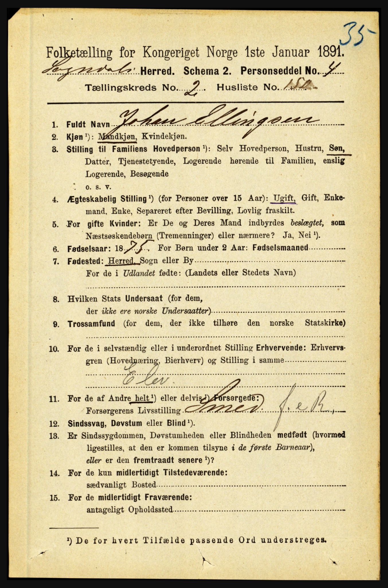 RA, 1891 census for 1420 Sogndal, 1891, p. 1413