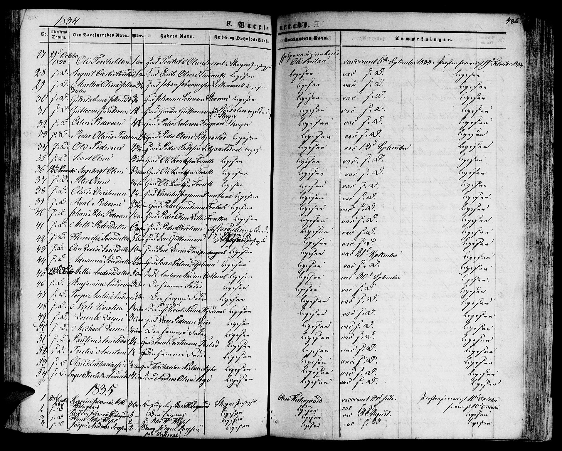 Ministerialprotokoller, klokkerbøker og fødselsregistre - Nord-Trøndelag, SAT/A-1458/717/L0152: Parish register (official) no. 717A05 /1, 1825-1836, p. 486