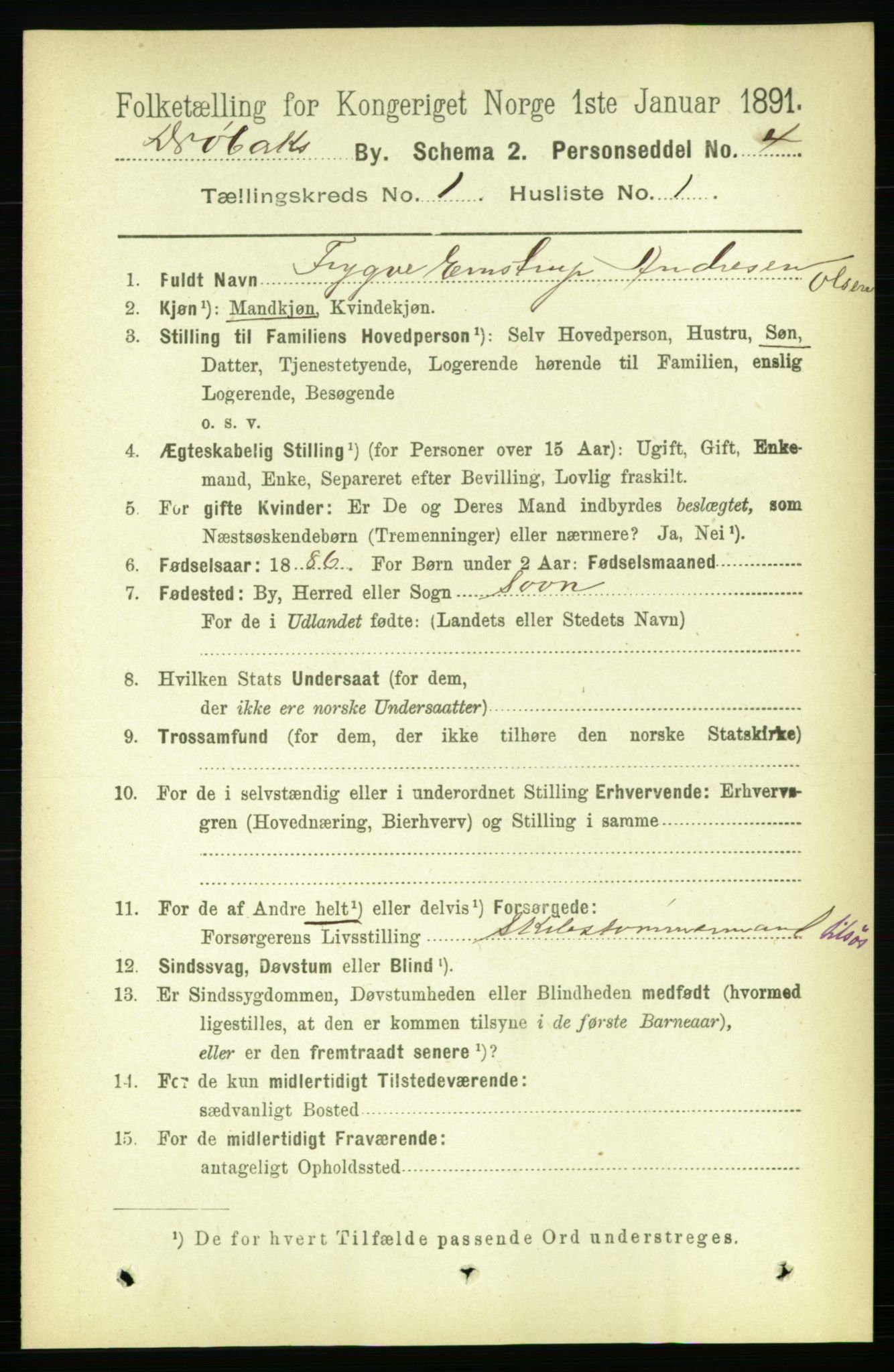 RA, 1891 census for 0203 Drøbak, 1891, p. 603