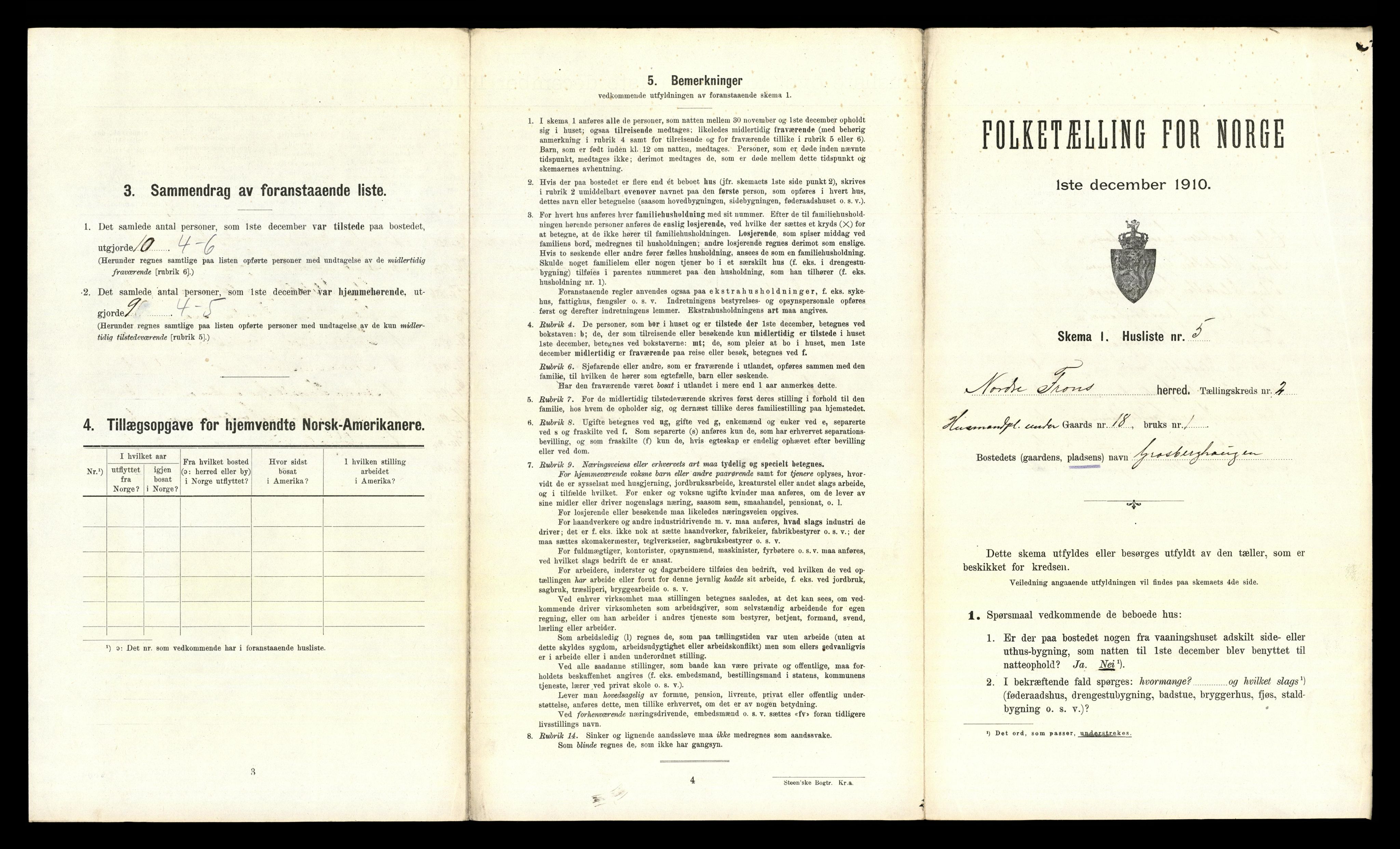 RA, 1910 census for Nord-Fron, 1910, p. 206