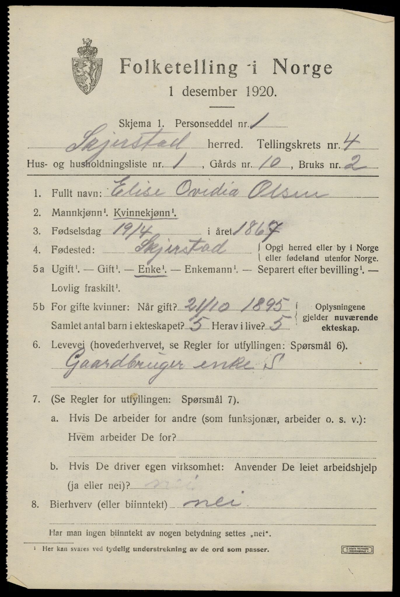 SAT, 1920 census for Skjerstad, 1920, p. 1475