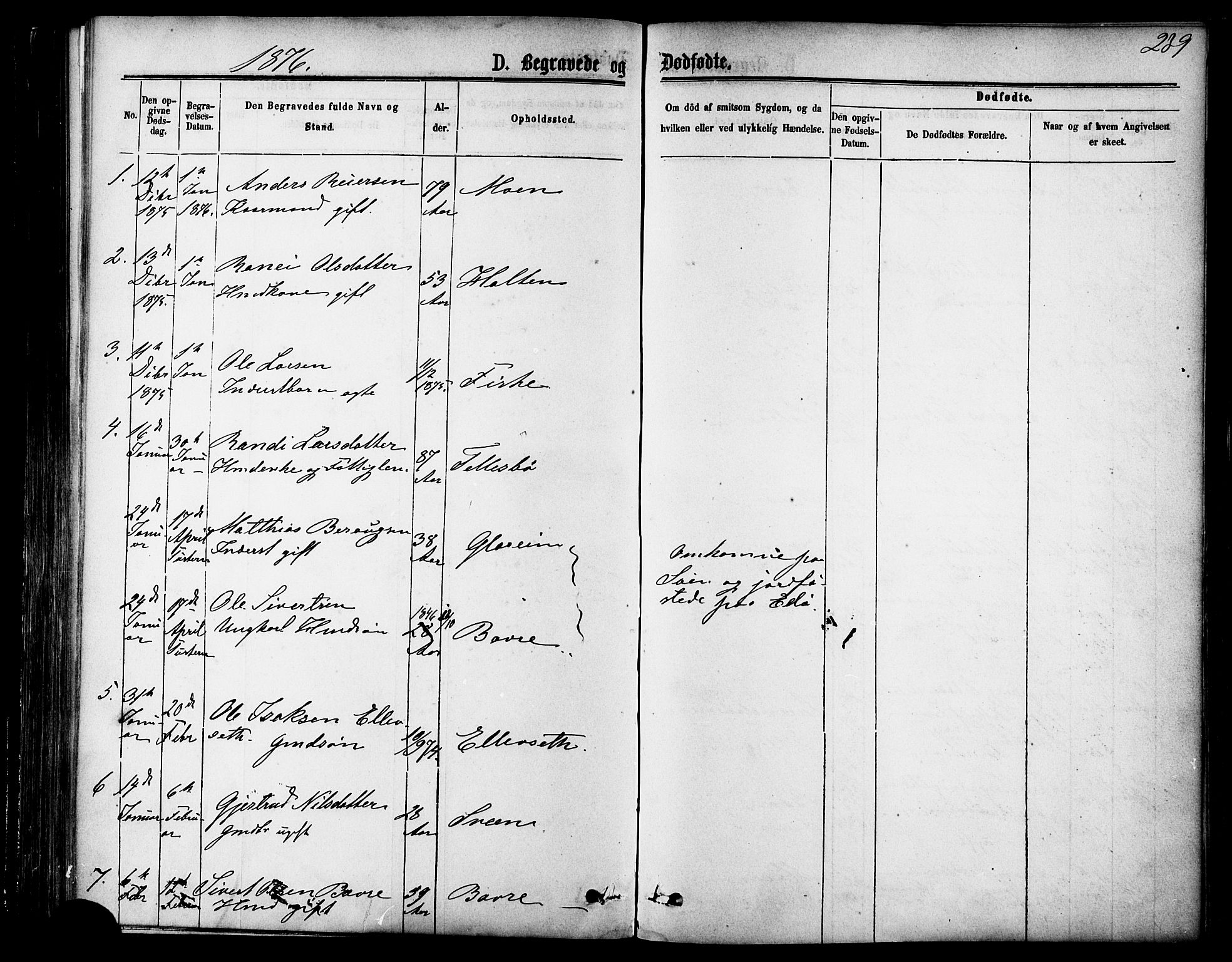 Ministerialprotokoller, klokkerbøker og fødselsregistre - Møre og Romsdal, SAT/A-1454/595/L1046: Parish register (official) no. 595A08, 1874-1884, p. 239