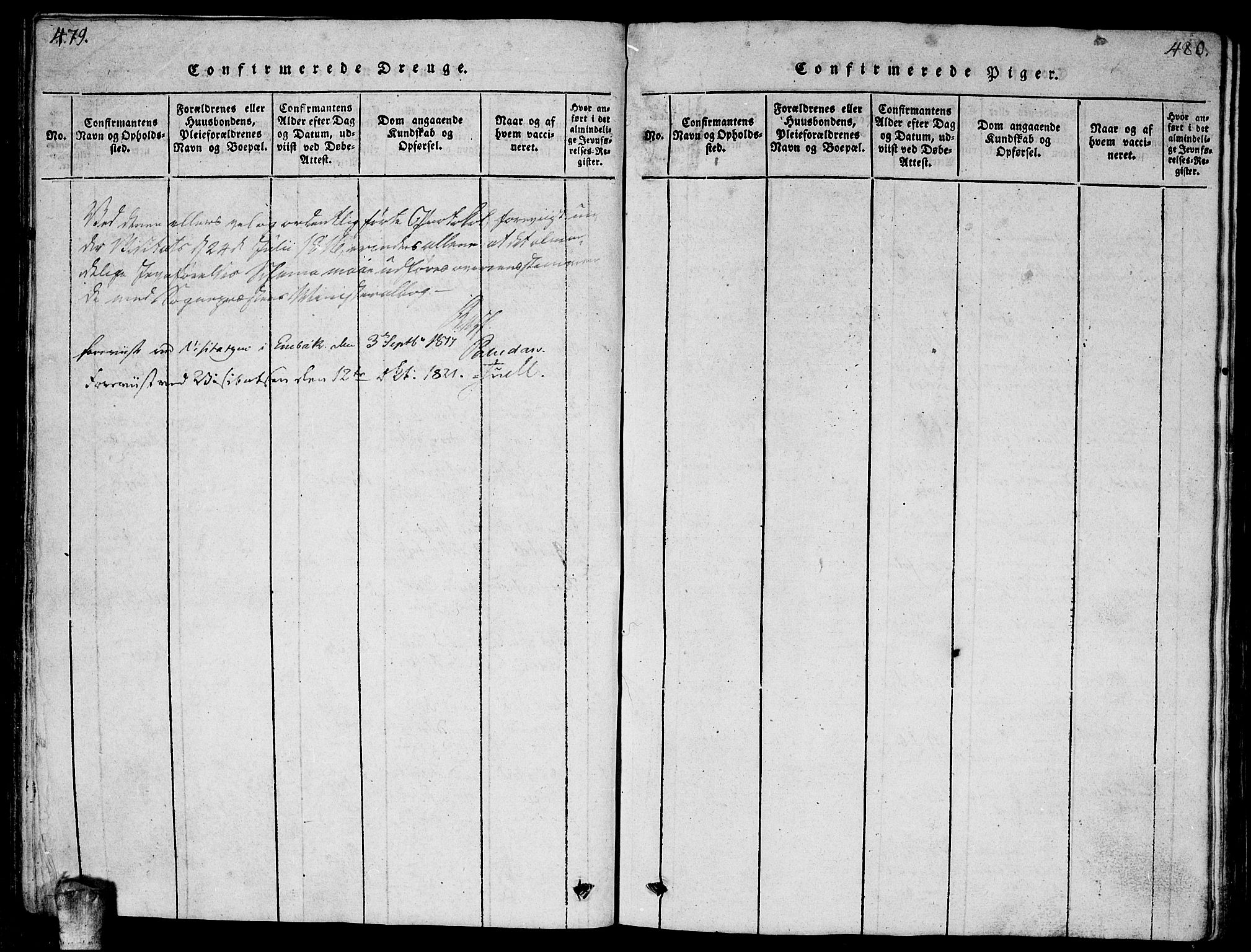 Enebakk prestekontor Kirkebøker, AV/SAO-A-10171c/G/Ga/L0001: Parish register (copy) no. I 1, 1815-1833, p. 479-480