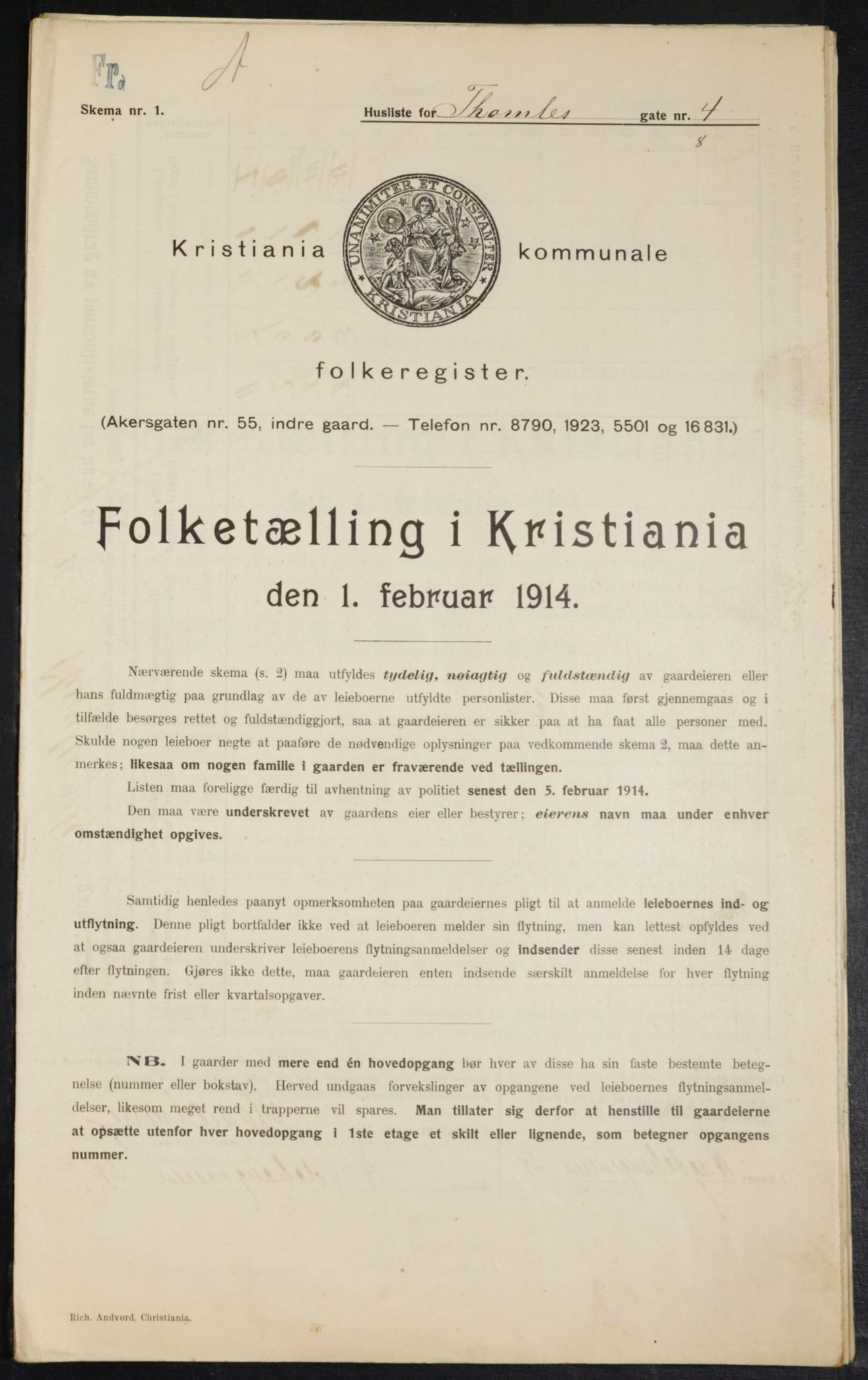 OBA, Municipal Census 1914 for Kristiania, 1914, p. 110140