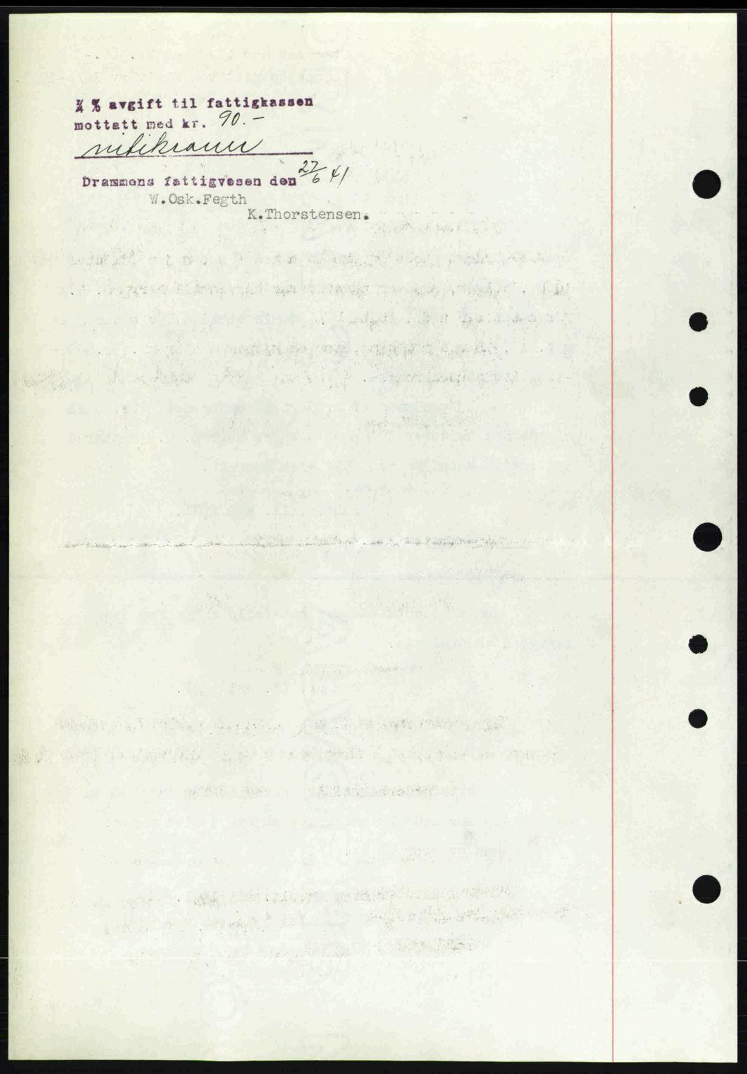 Drammen byfogd, SAKO/A-222/G/Ga/Gac/L0058: Mortgage book no. A12, 1939-1942, Diary no: : 1017/1941