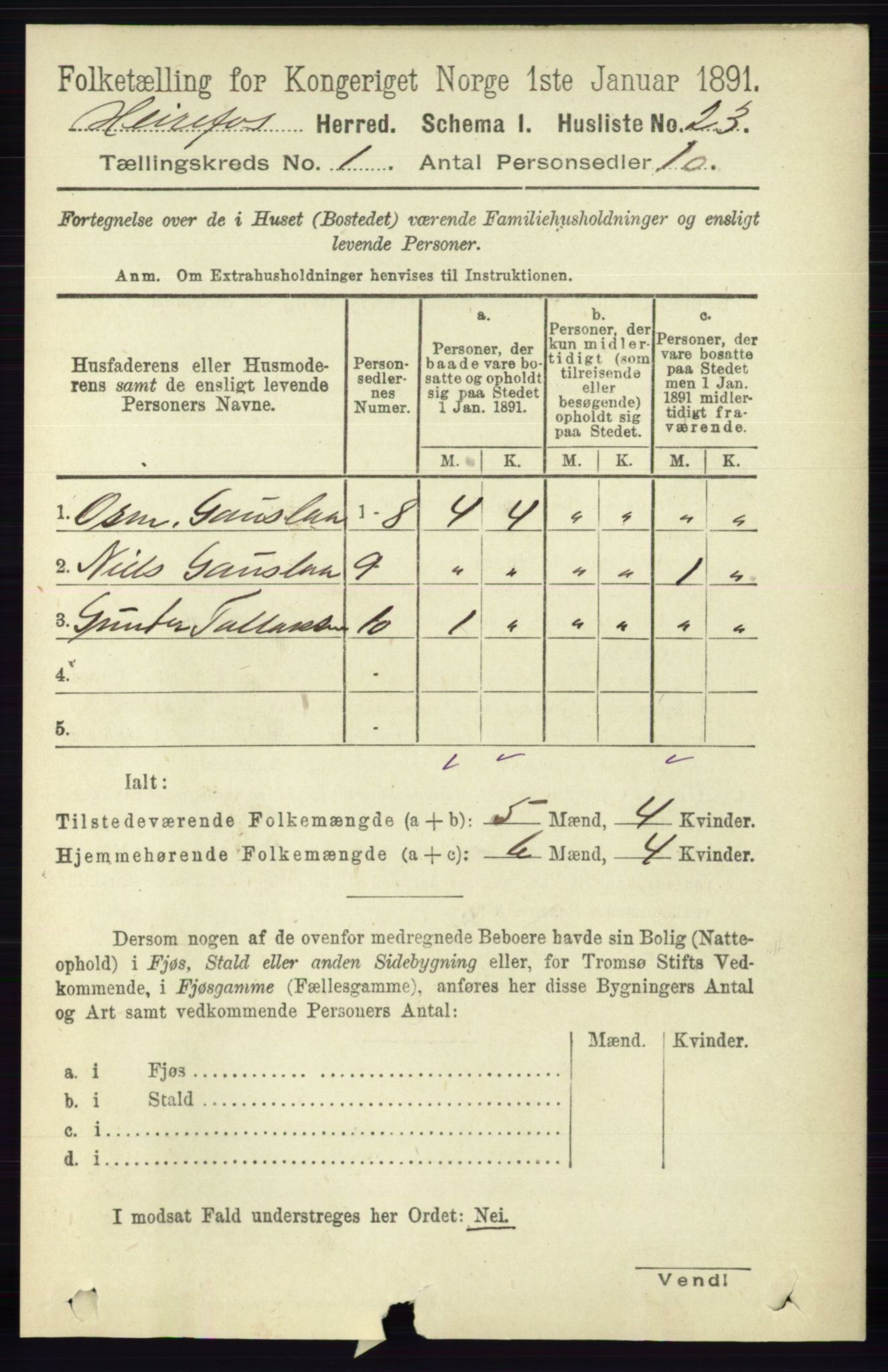 RA, 1891 census for 0933 Herefoss, 1891, p. 35