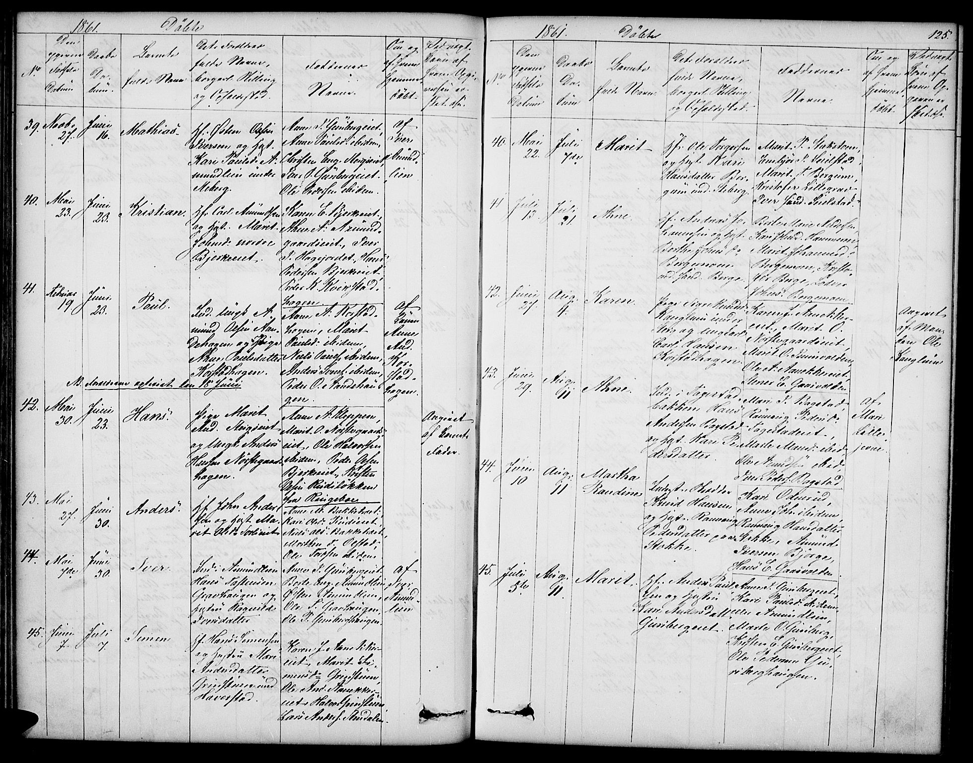 Sør-Fron prestekontor, SAH/PREST-010/H/Ha/Hab/L0001: Parish register (copy) no. 1, 1844-1863, p. 125