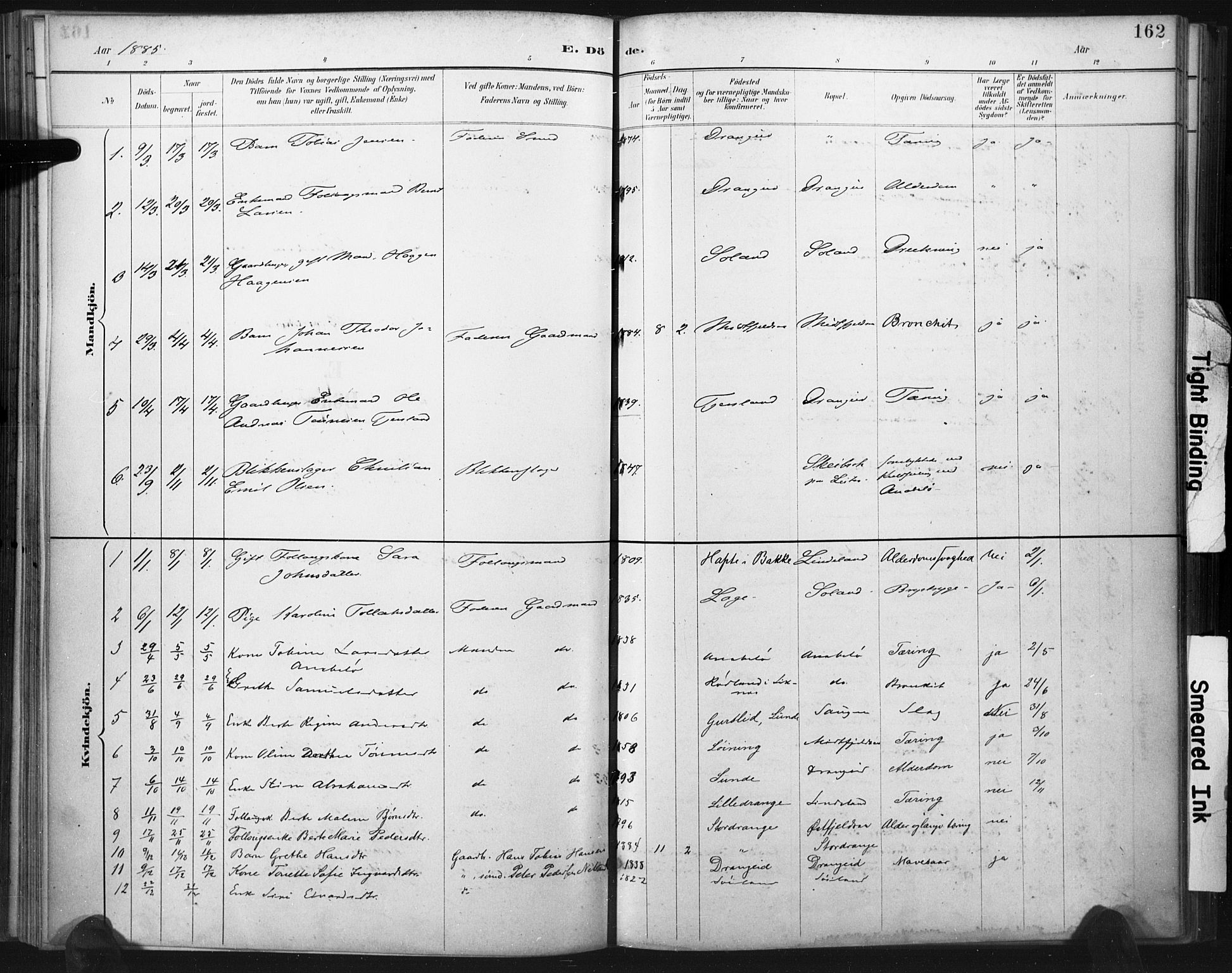 Flekkefjord sokneprestkontor, SAK/1111-0012/F/Fa/Fac/L0008: Parish register (official) no. A 8, 1885-1898, p. 162