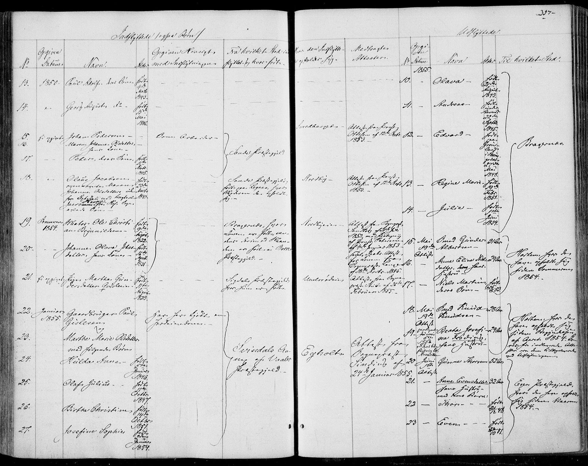 Skoger kirkebøker, AV/SAKO-A-59/F/Fa/L0003: Parish register (official) no. I 3, 1842-1861, p. 357