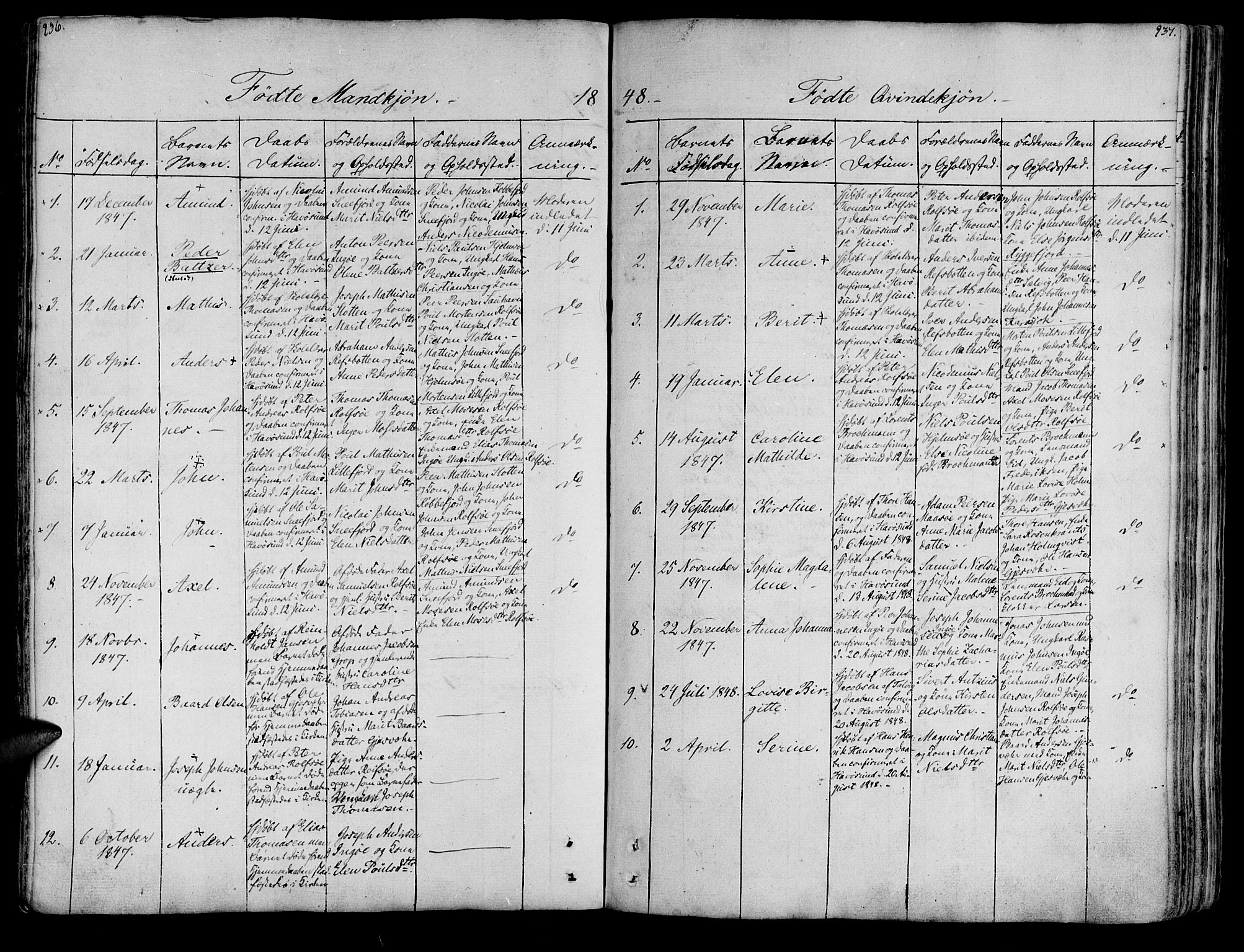 Måsøy sokneprestkontor, SATØ/S-1348/H/Ha/L0001kirke: Parish register (official) no. 1, 1806-1851, p. 236-237