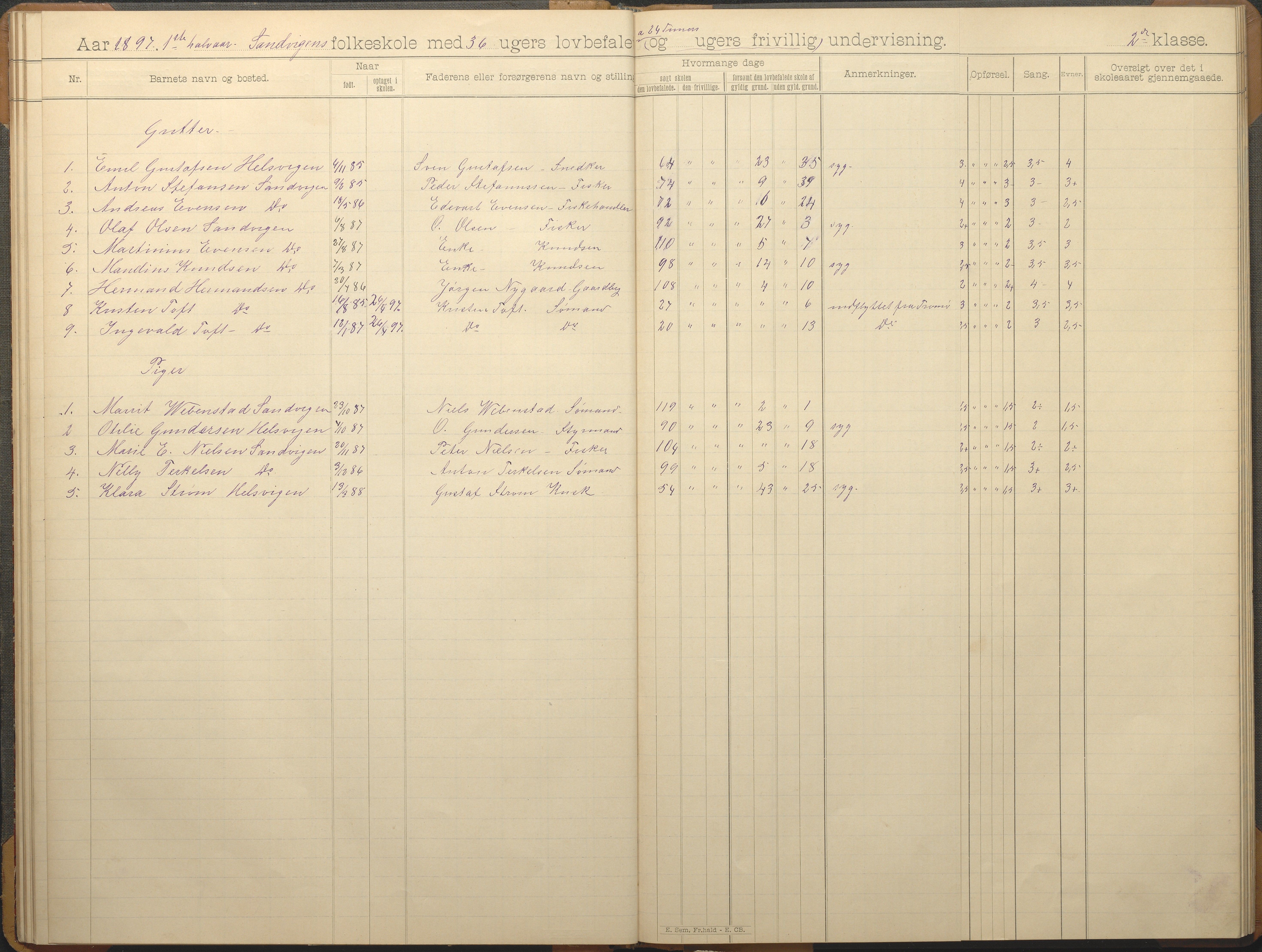 Hisøy kommune frem til 1991, AAKS/KA0922-PK/33/L0006: Skoleprotokoll, 1892-1902