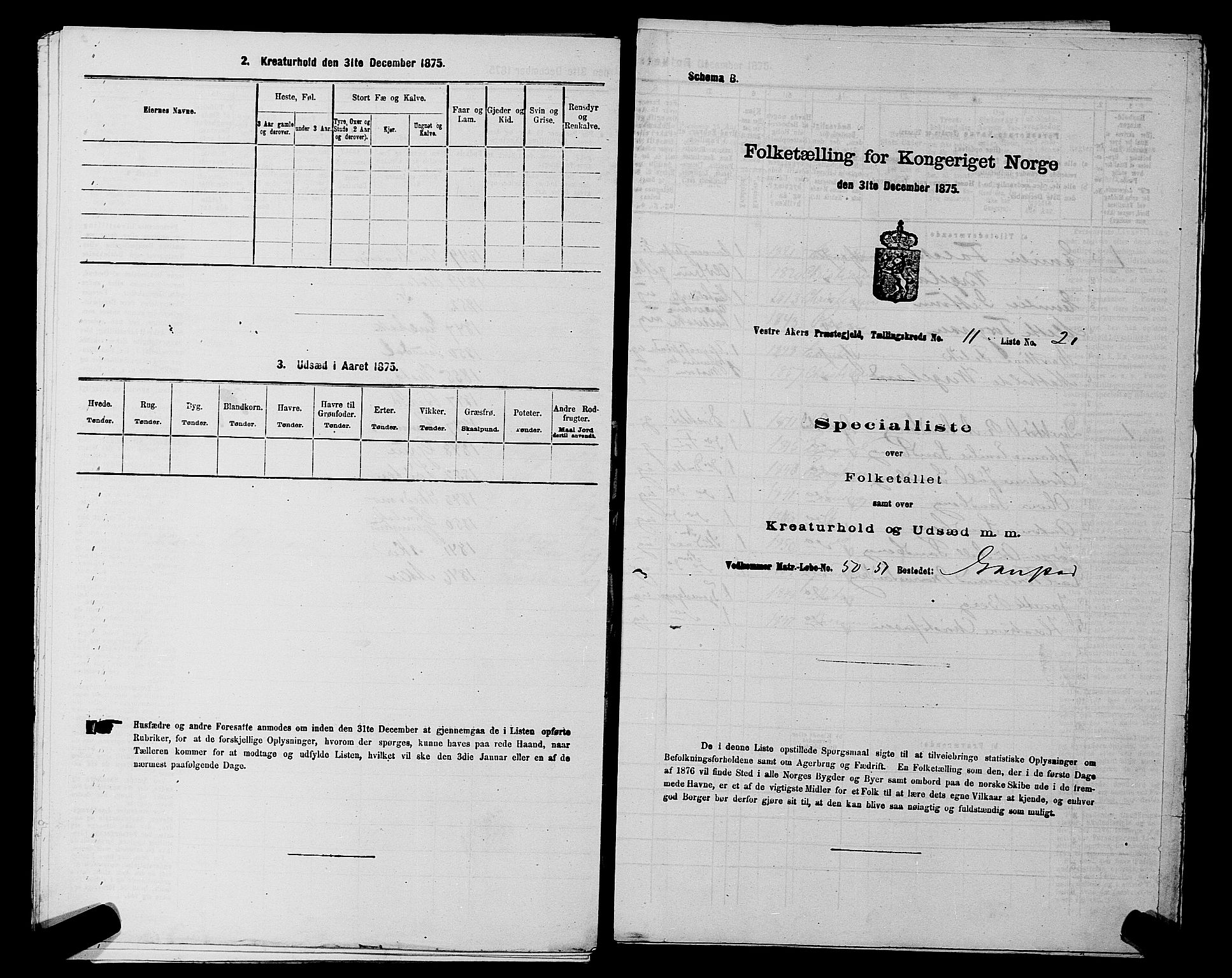 RA, 1875 census for 0218aP Vestre Aker, 1875, p. 1908